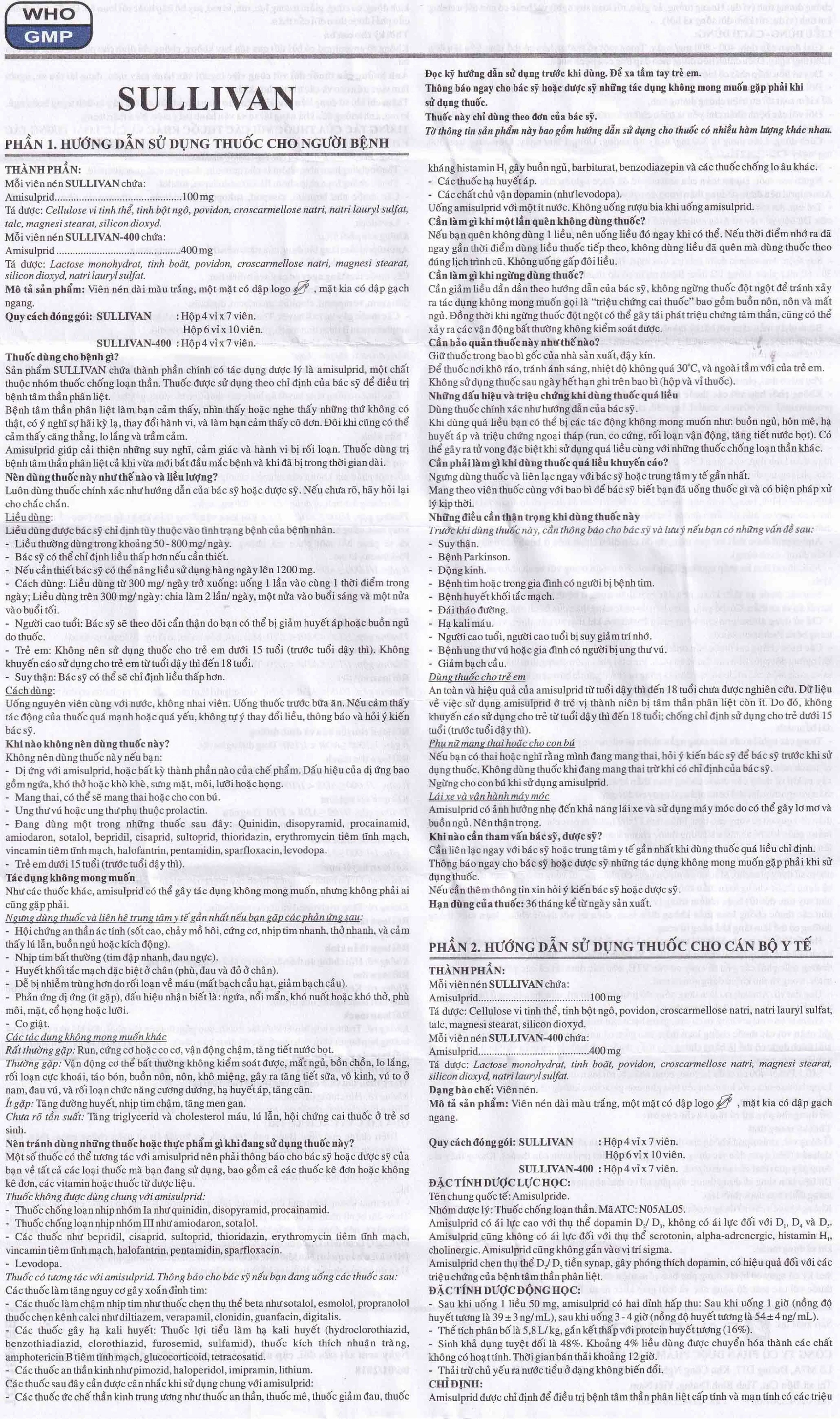 Thuốc Sullivan Davipharm điều trị bệnh tâm thần phân liệt (4 vỉ x 7 viên)