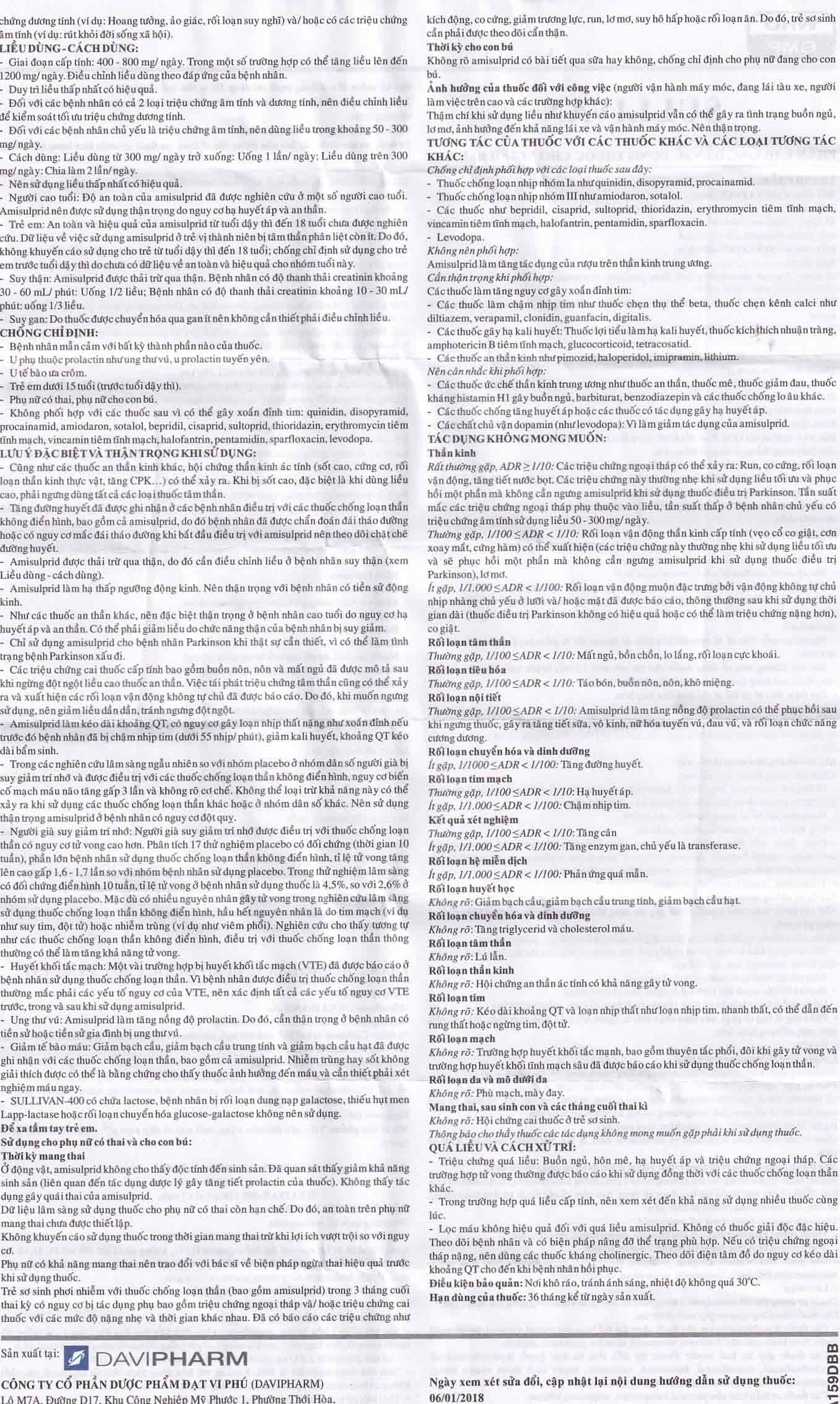 Thuốc Sullivan Davipharm điều trị bệnh tâm thần phân liệt (4 vỉ x 7 viên)