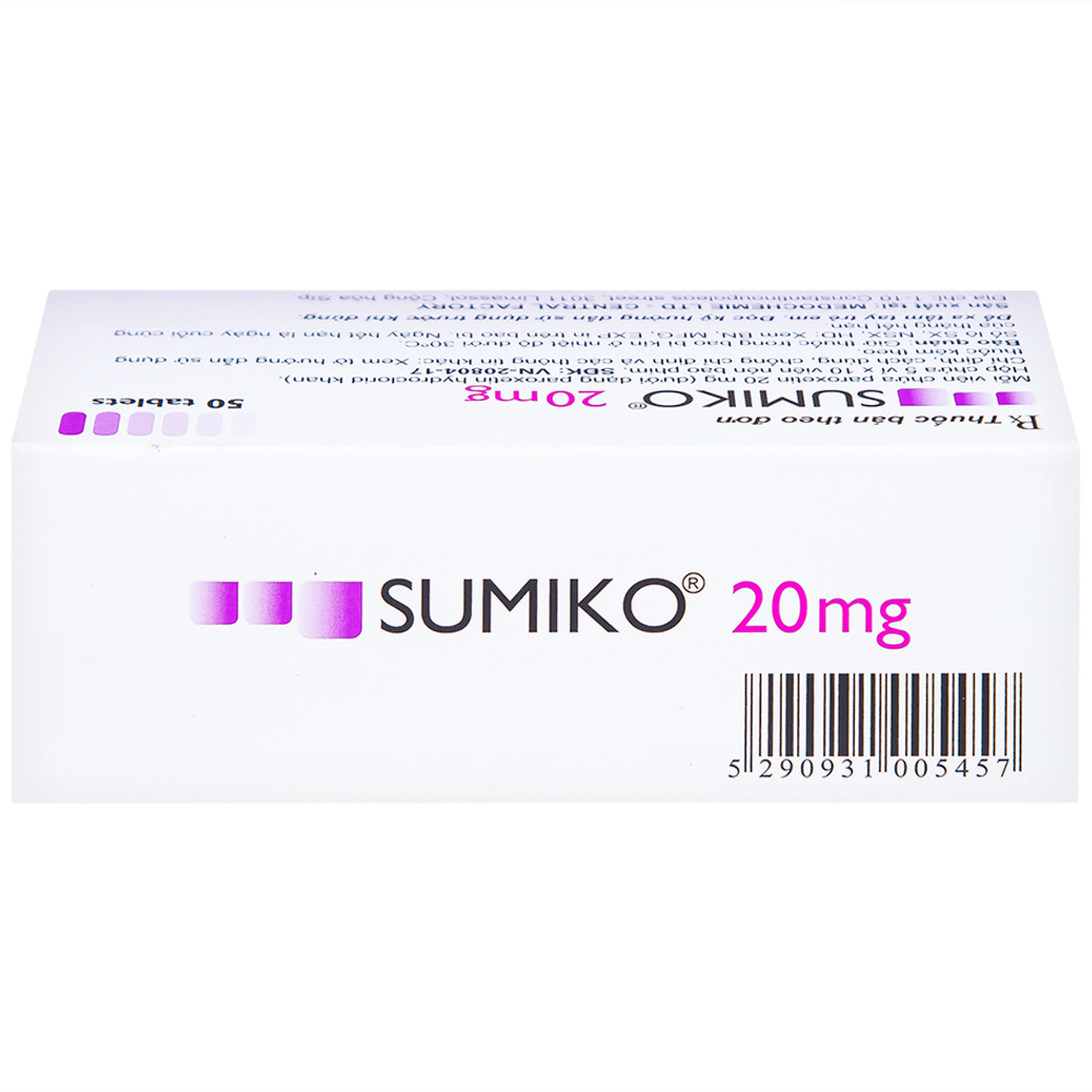 Thuốc Sumiko 20mg Medochemie điều trị bệnh trầm cảm (5 vỉ x 10 viên)