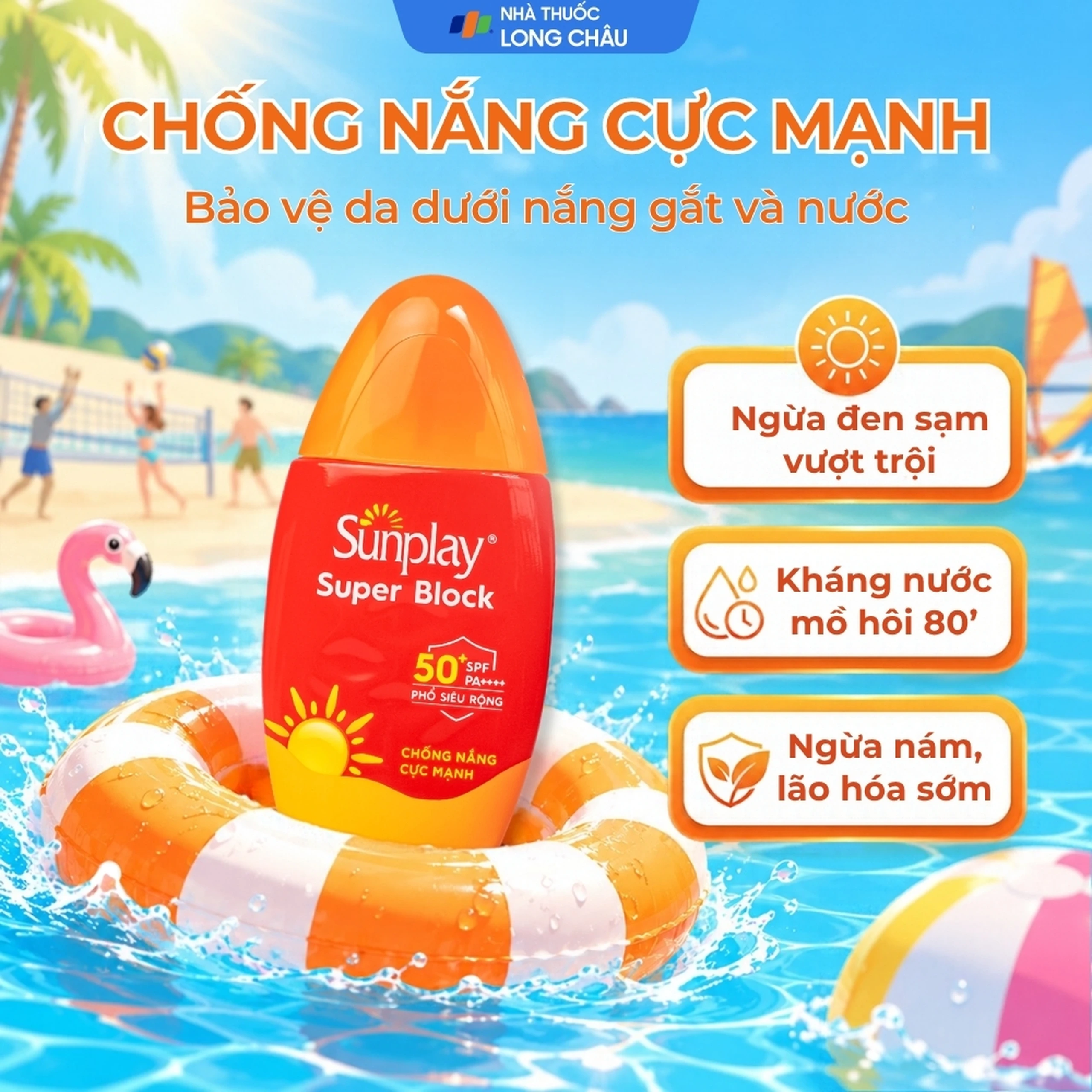 Sữa chống nắng Sunplay Super Block SPF50 Rohto ngăn sạm da và bảo vệ vượt trội (30g) 2