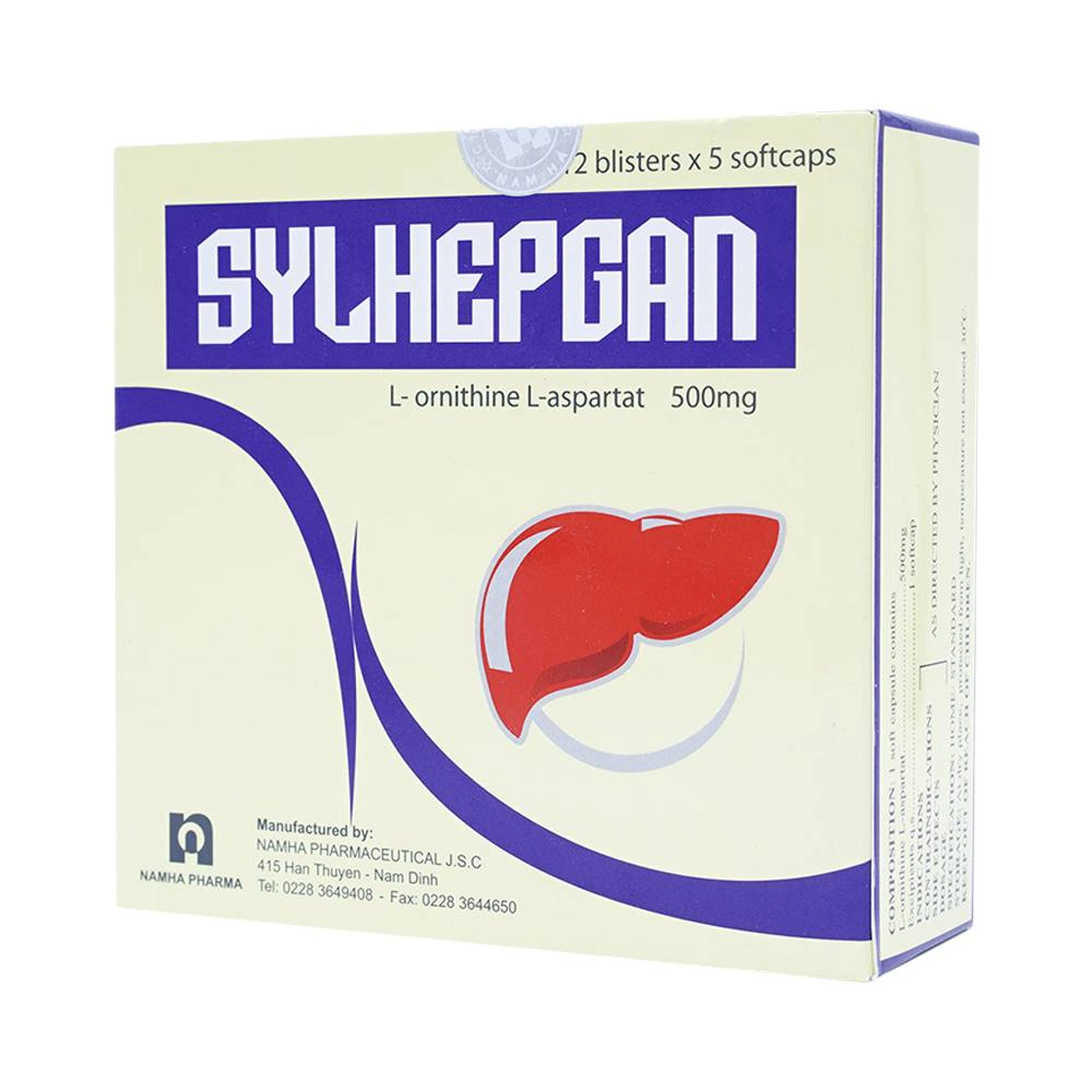 Thuốc Sylhepgan Nam Hà điều trị tăng amoniac huyết (12 vỉ x 5 viên)