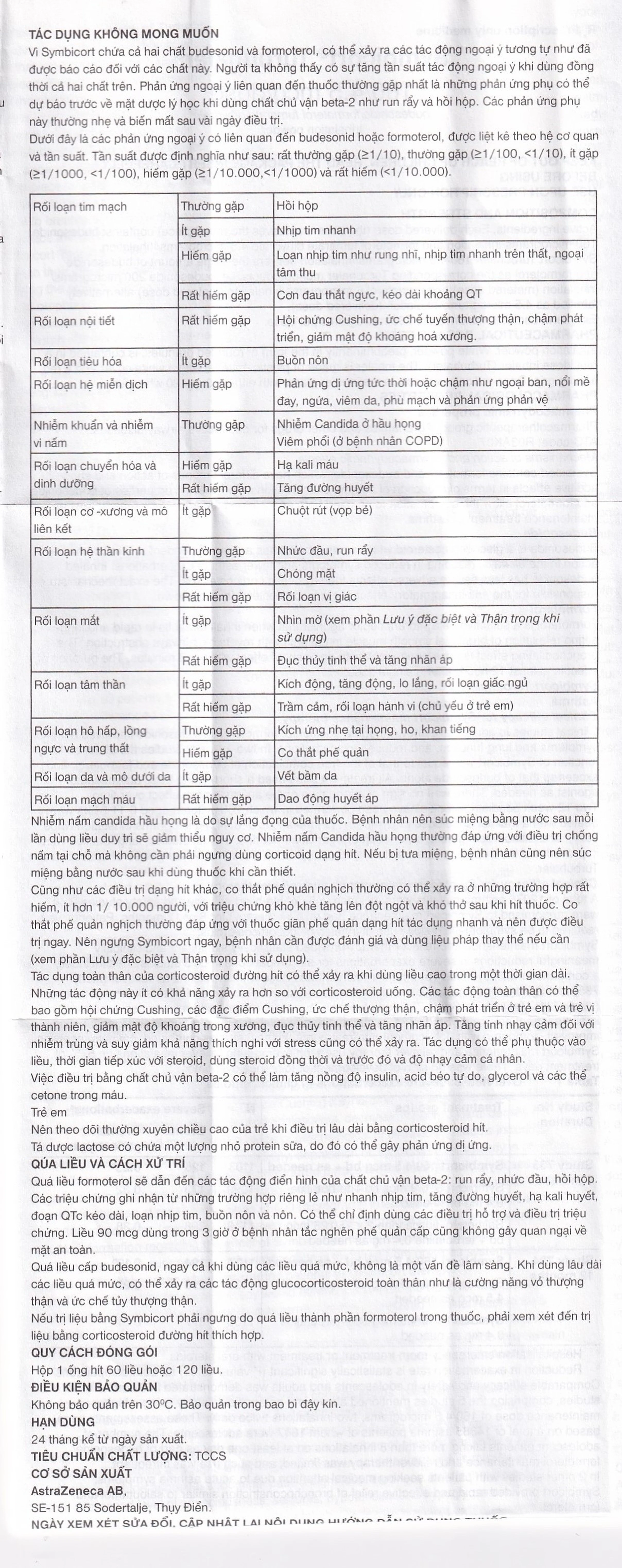 Thuốc bột để hít Symbicort AstraZeneca điều trị hen suyễn (120 liều)