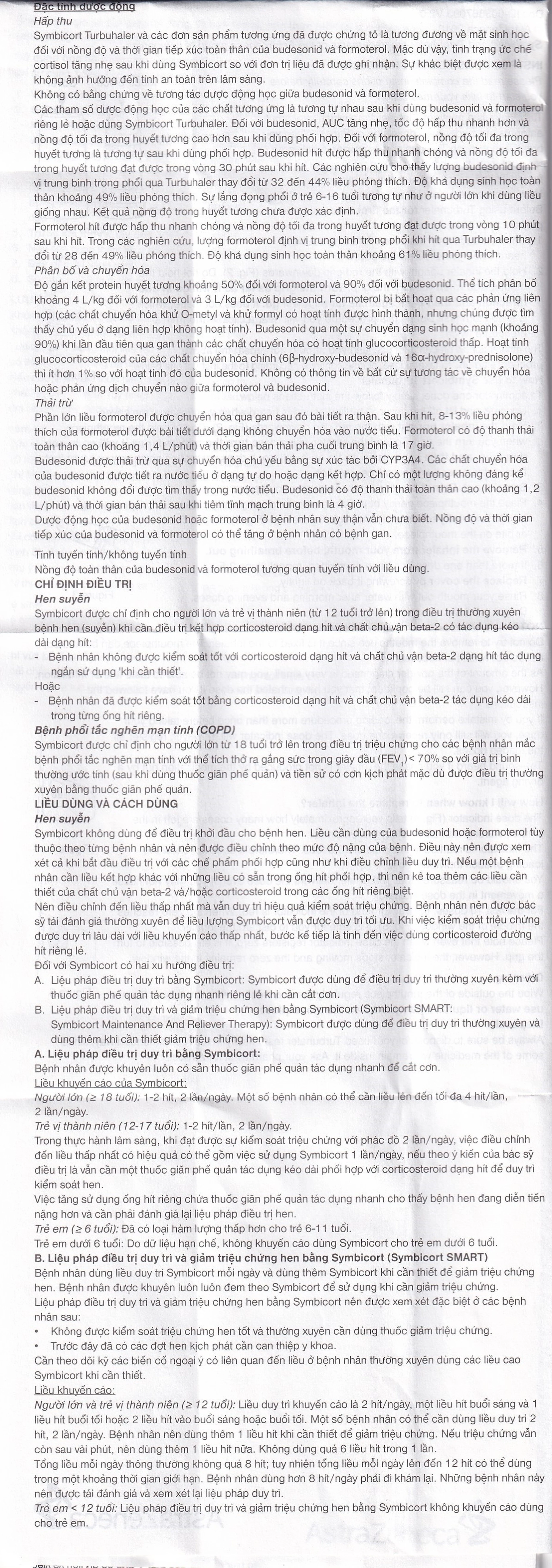 Thuốc bột để hít Symbicort AstraZeneca điều trị hen suyễn (120 liều)