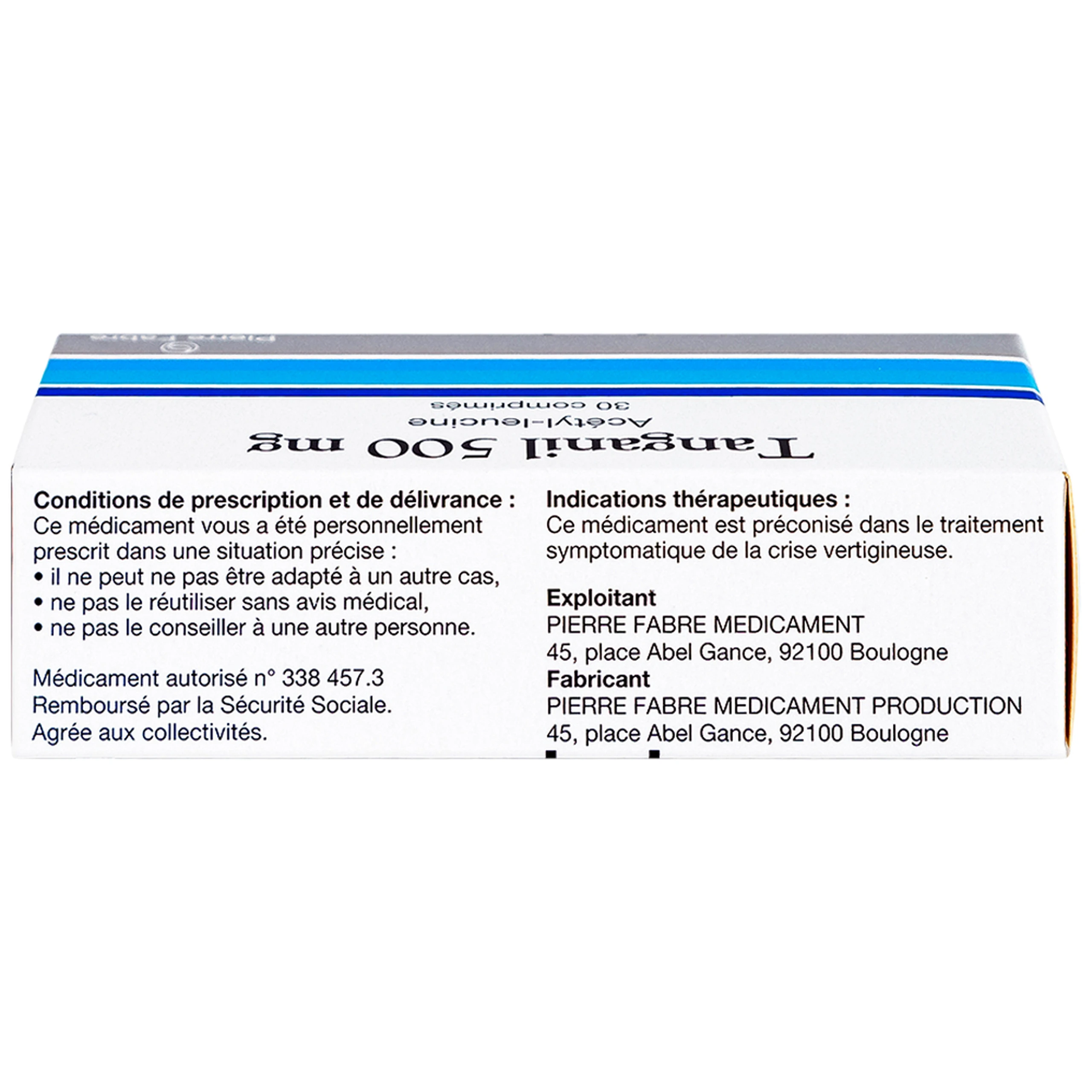 Thuốc Tanganil 500mg Pierre Fabre điều trị cơn chóng mặt (3 vỉ x 10 viên)