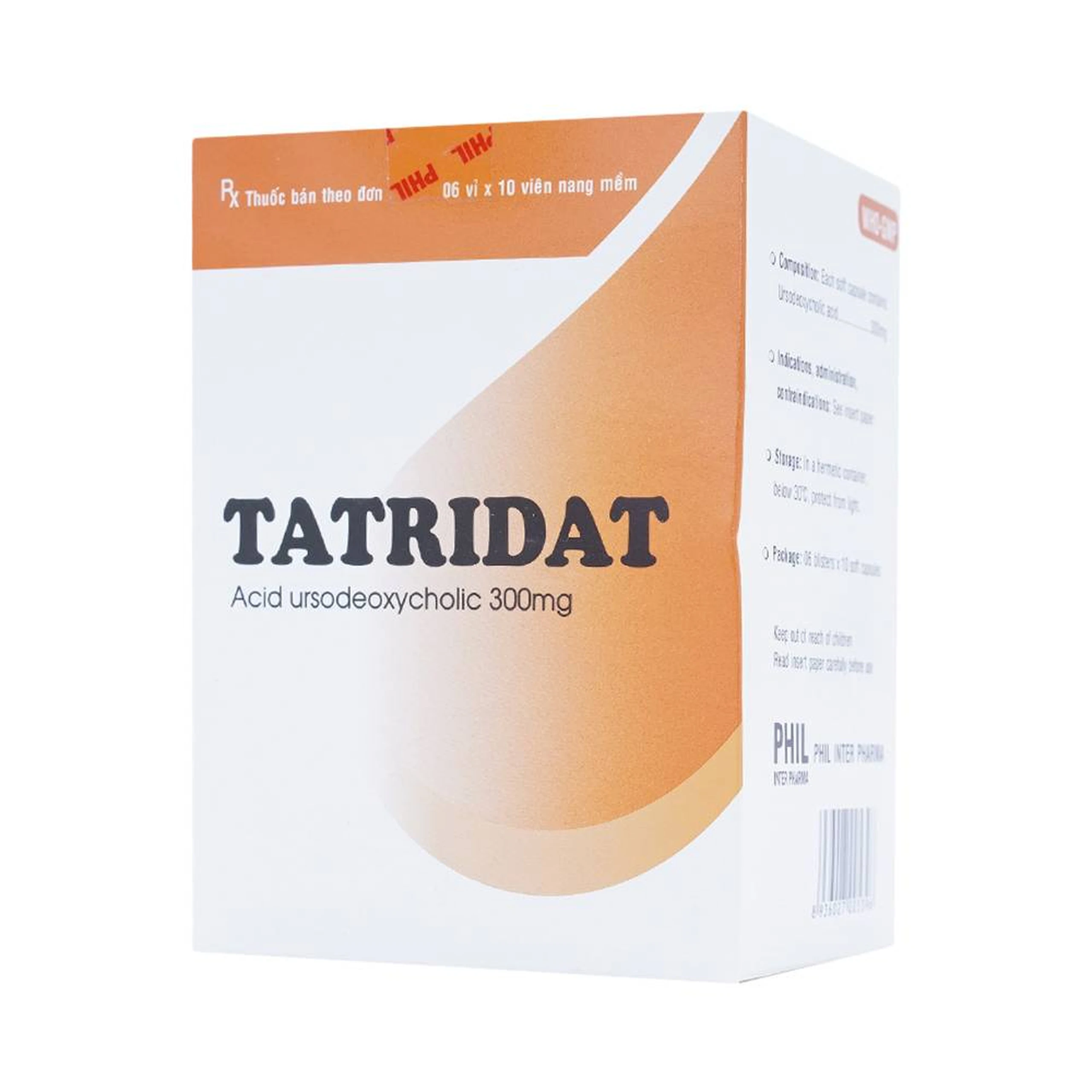Thuốc Tatridat 300mg Phil dùng làm tan sỏi mật giàu Cholesterol, điều trị xơ gan (6 vỉ x 10 viên)