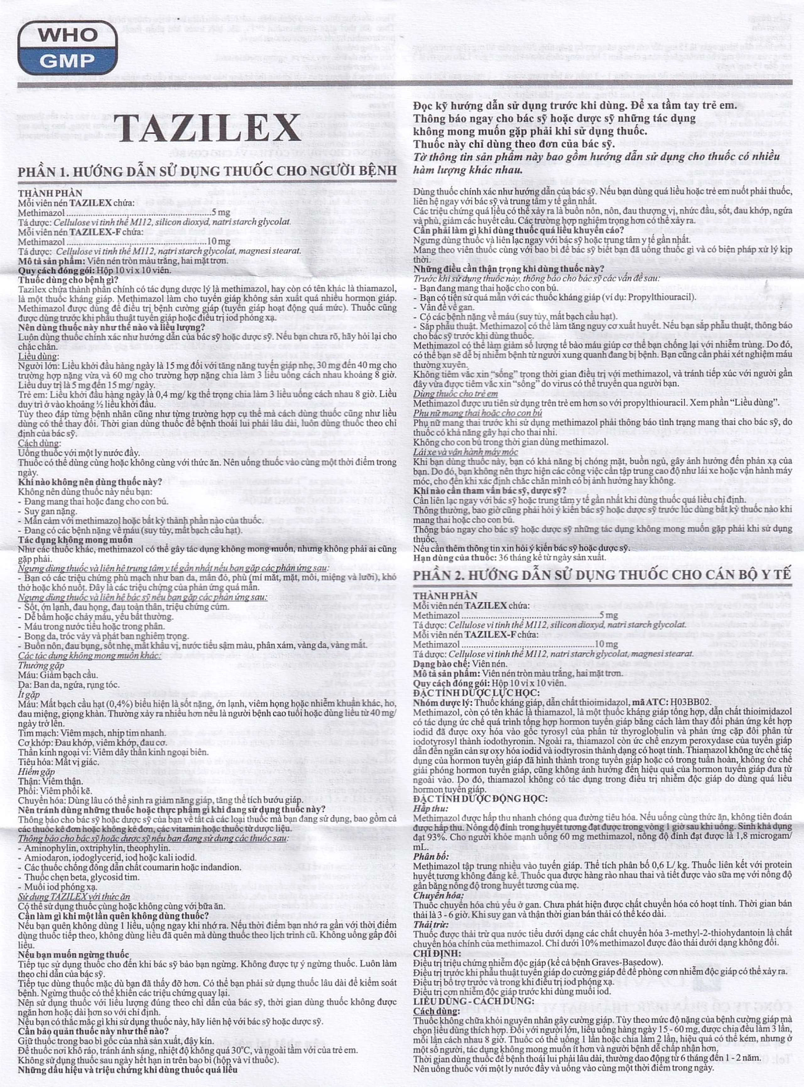 Thuốc Tazilex Davipharm điều trị trước khi phẫu thuật tuyến giáp (10 vỉ x 10 viên) 