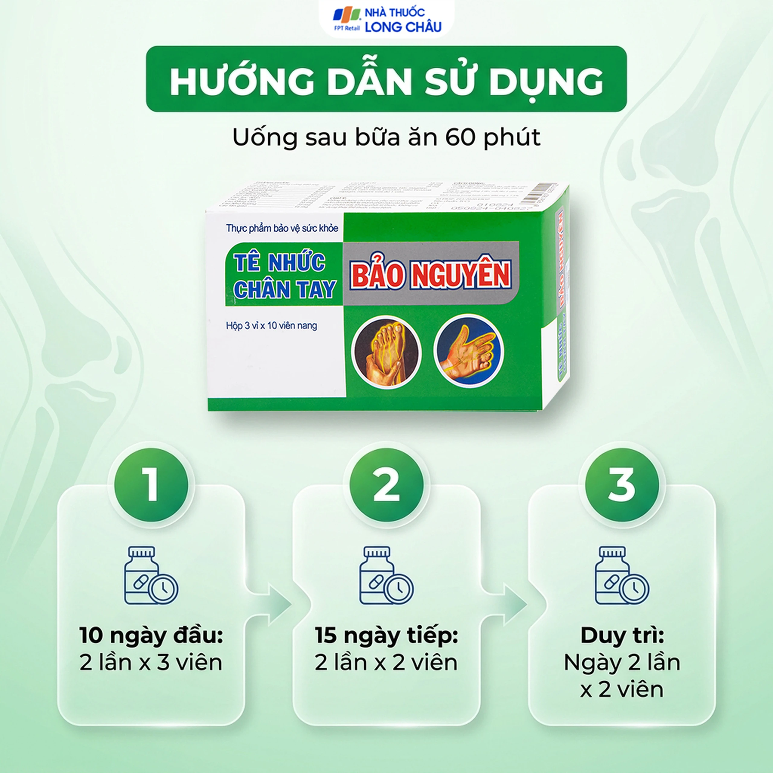 Viên uống hỗ trợ giảm tê nhức chân tay, đau mỏi vai gáy, tăng cường lưu thông khí huyết Tê Nhức Chân Tay Bảo Nguyên (3 vỉ x 10 viên) 5