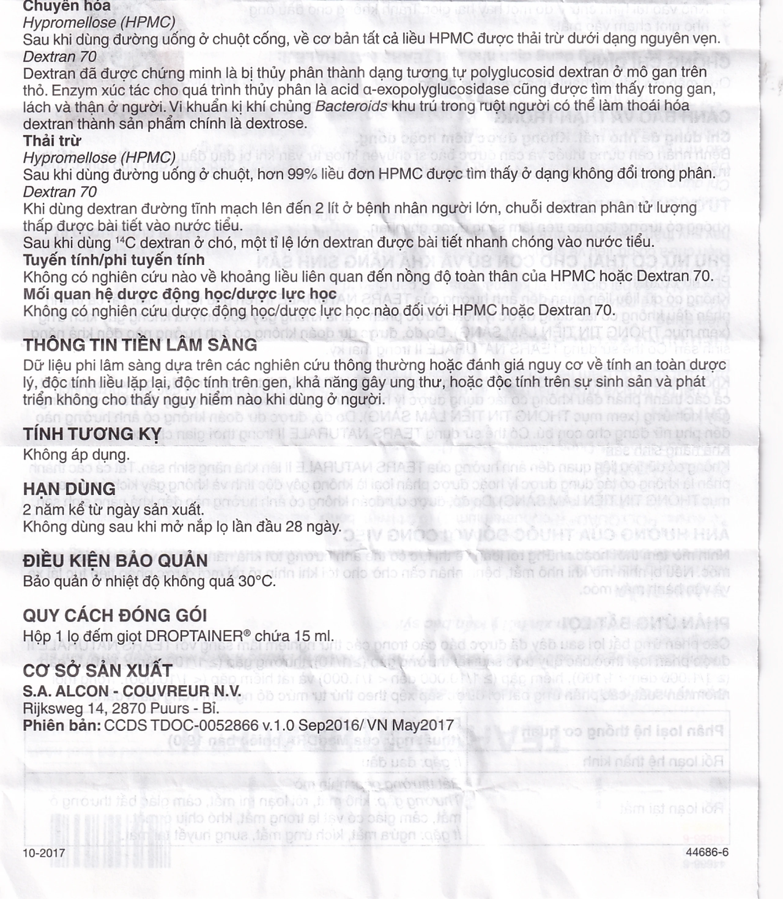 Thuốc nhỏ mắt Tears Naturale II Alcon giảm tiết nước mắt hoặc dịch nhầy (15ml)