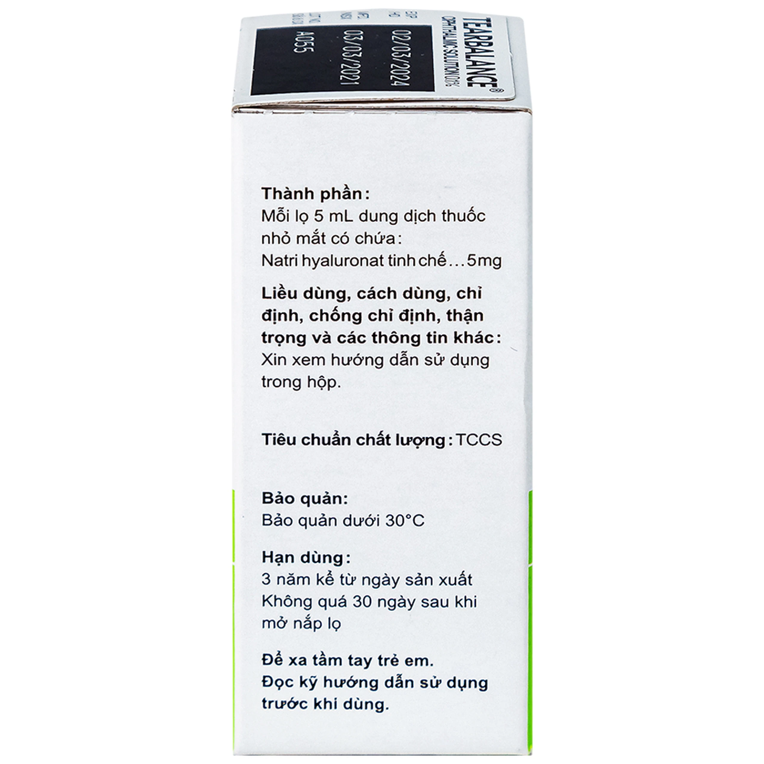 Dung dịch thuốc nhỏ mắt Tearbalance 0.1% điều trị tổn thương biểu mô kết - giác mạc (5ml)