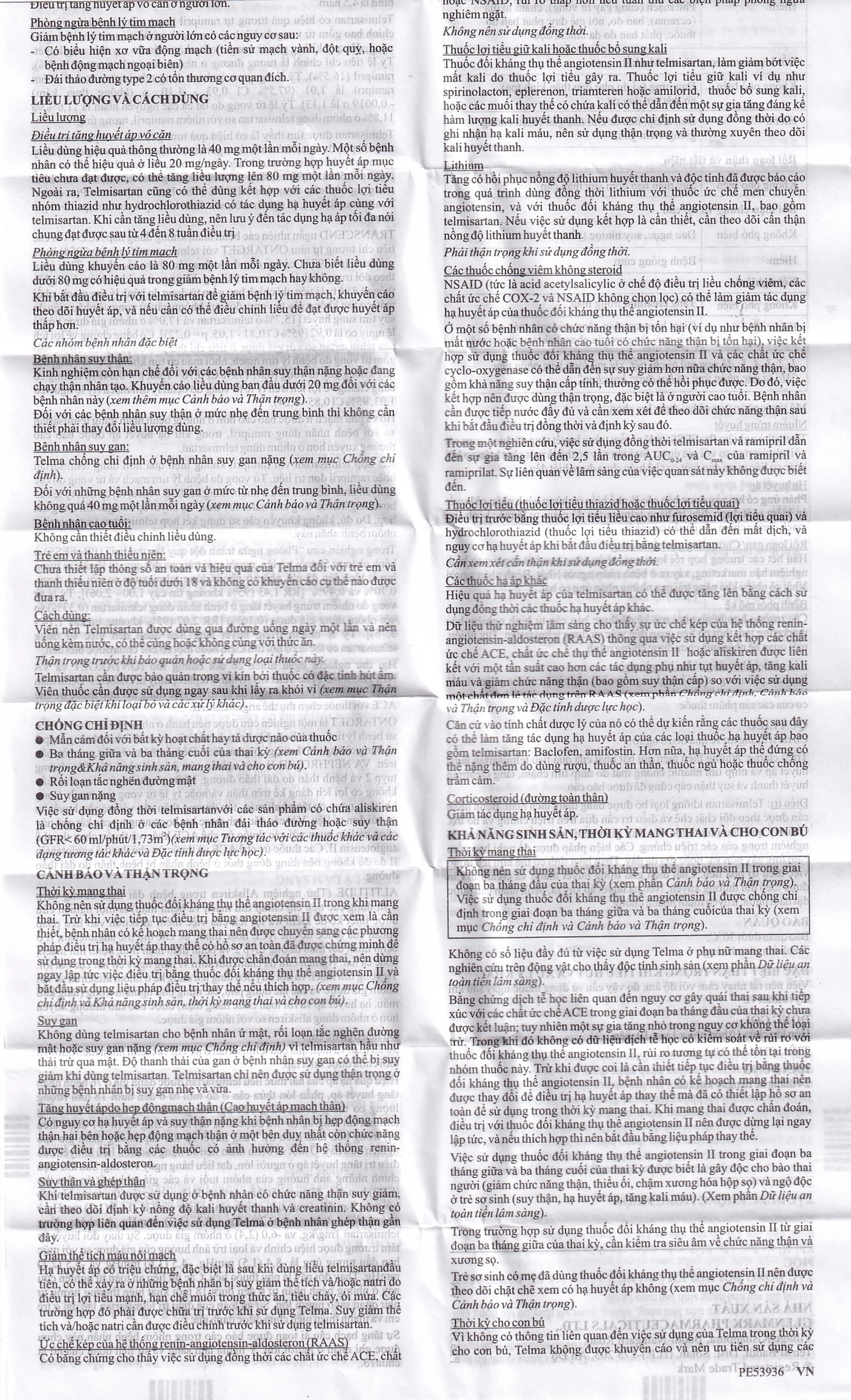 Thuốc Telma 40mg Glenmark điều trị tăng huyết áp (1 vỉ x 10 viên)