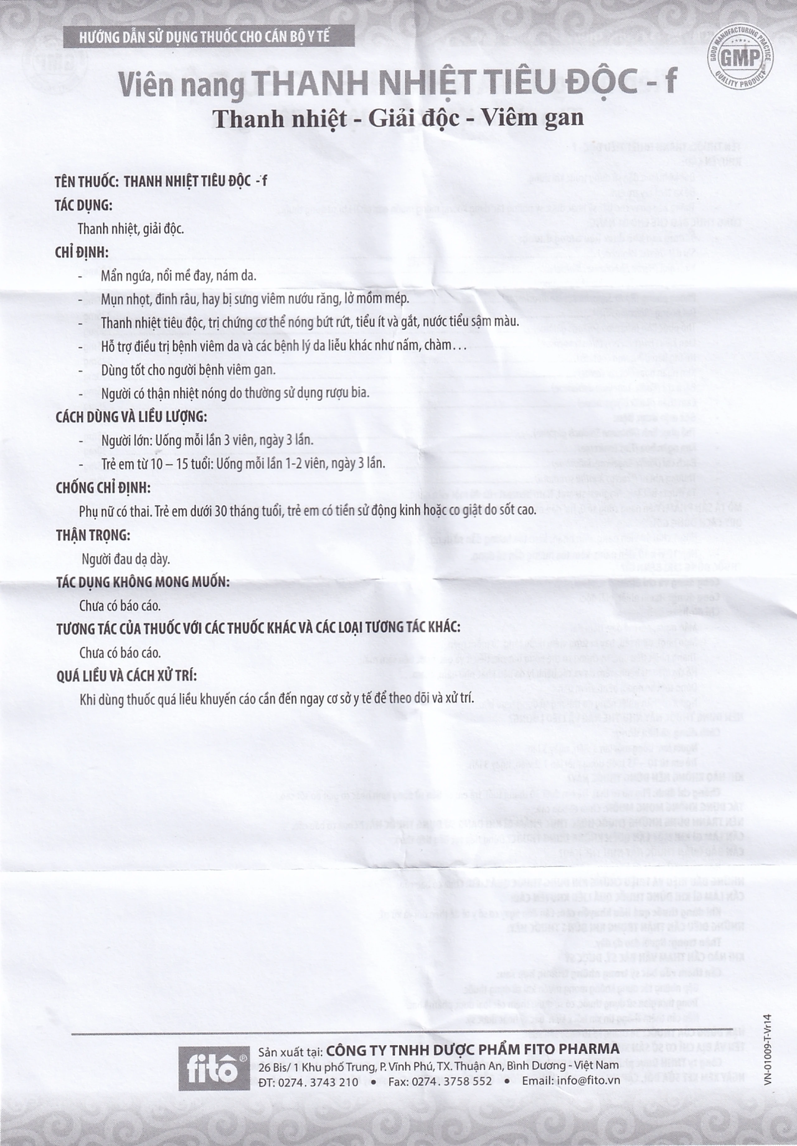 Thuốc Thanh Nhiệt Tiêu Độc-F điều trị mẩn ngứa, mày đay (40 viên)