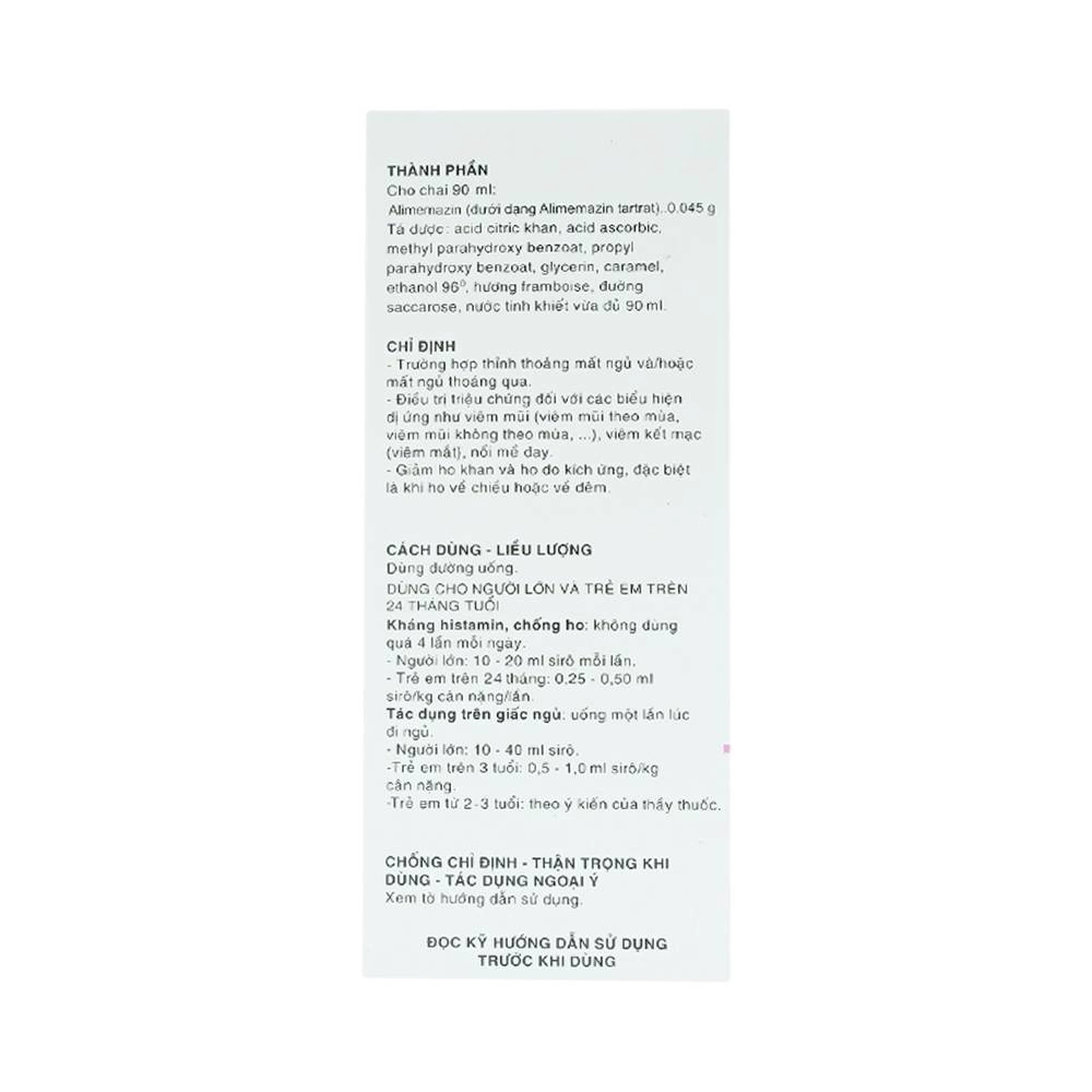 Siro Theralene Sanofi điều trị mất ngủ, viêm mũi (90ml)