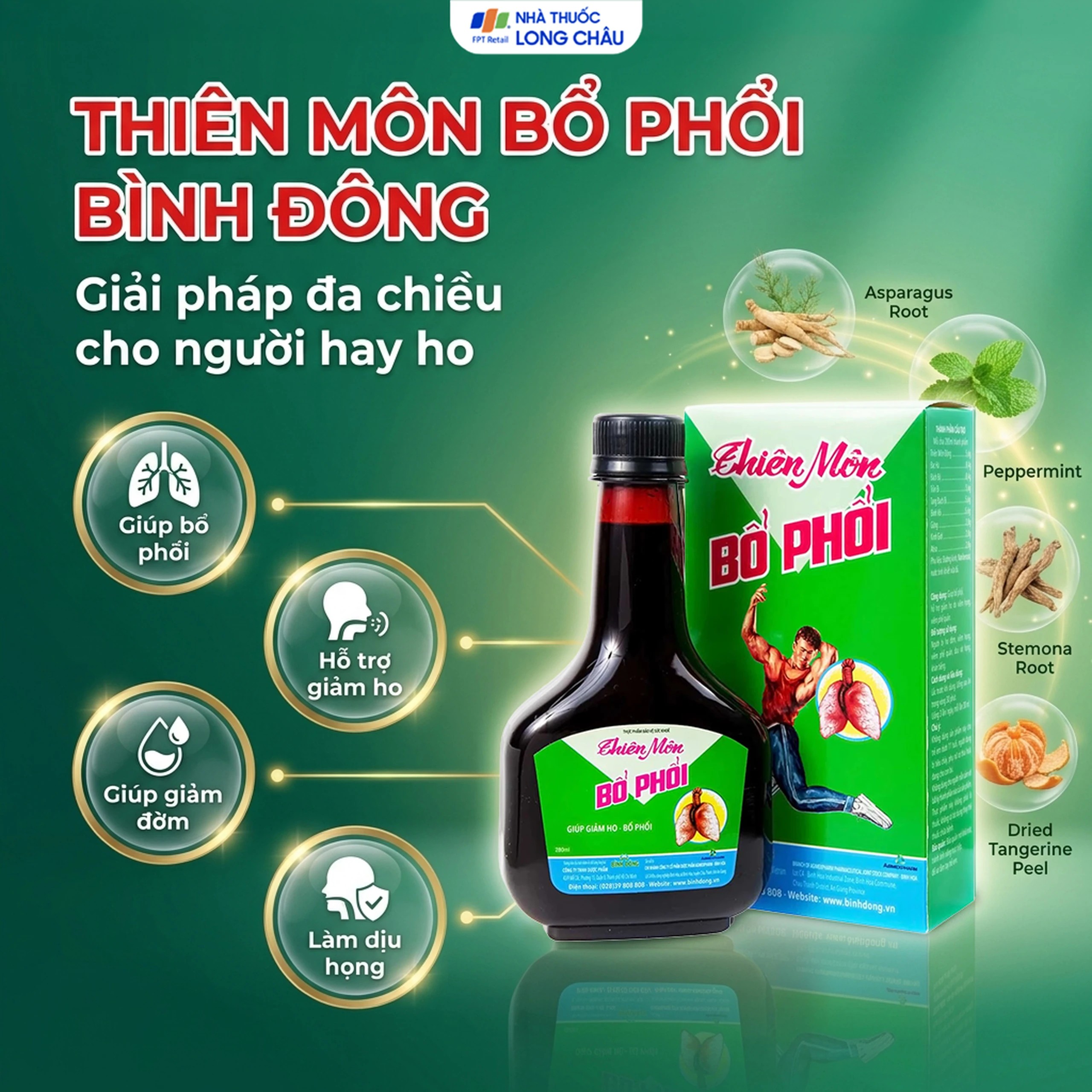 Hỗ trợ giảm ho Thiên Môn Bổ Phổi Bình Đông (280ml) 2