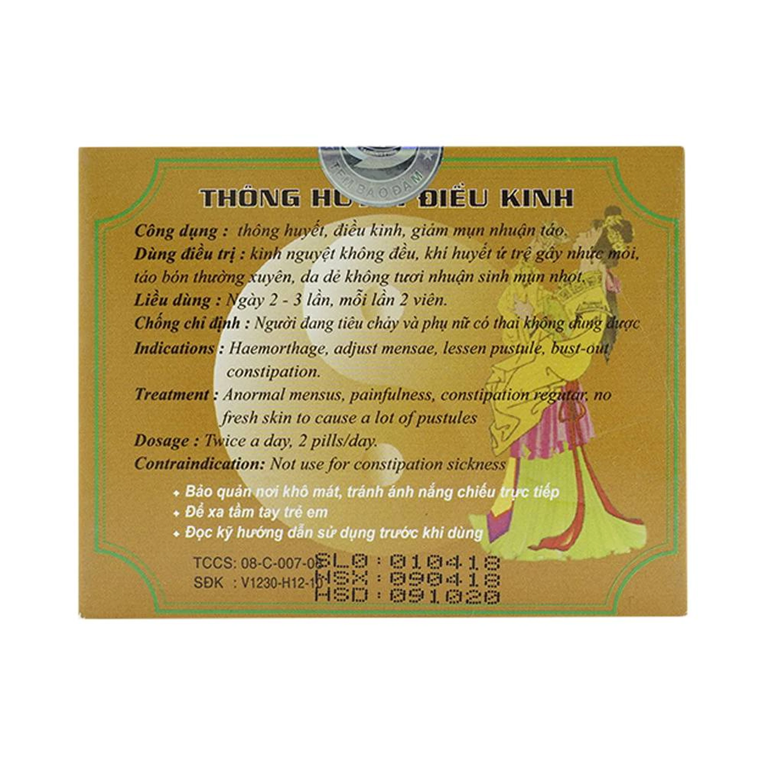 Thuốc Thông Huyết Điều Kinh Hồng Phúc điều trị kinh nguyệt không đều, giảm mụn, nhuận táo (2 vỉ x 10 viên)