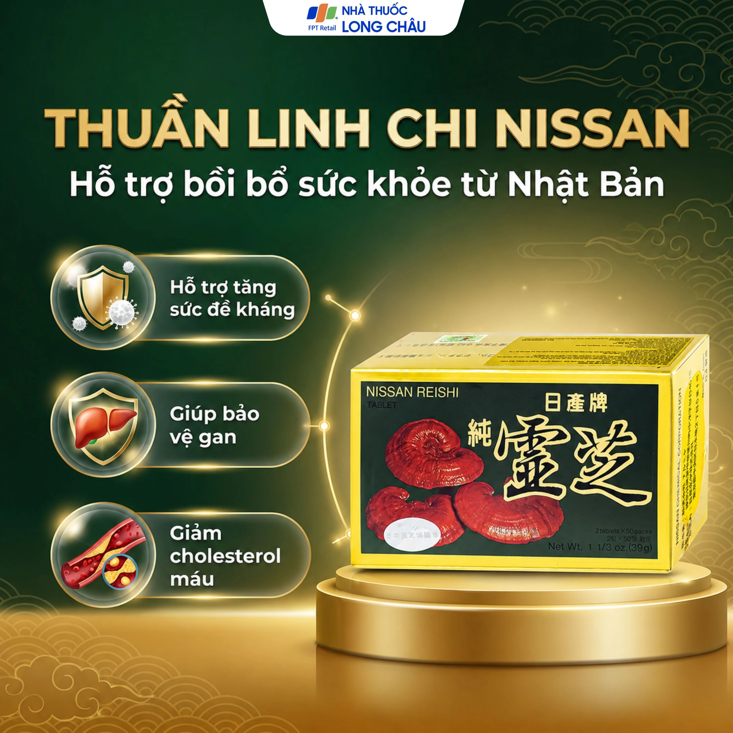 Viên uống Thuần Linh Chi Nissan hỗ trợ bồi bổ sức khỏe, giúp bảo vệ gan (50 gói) 2