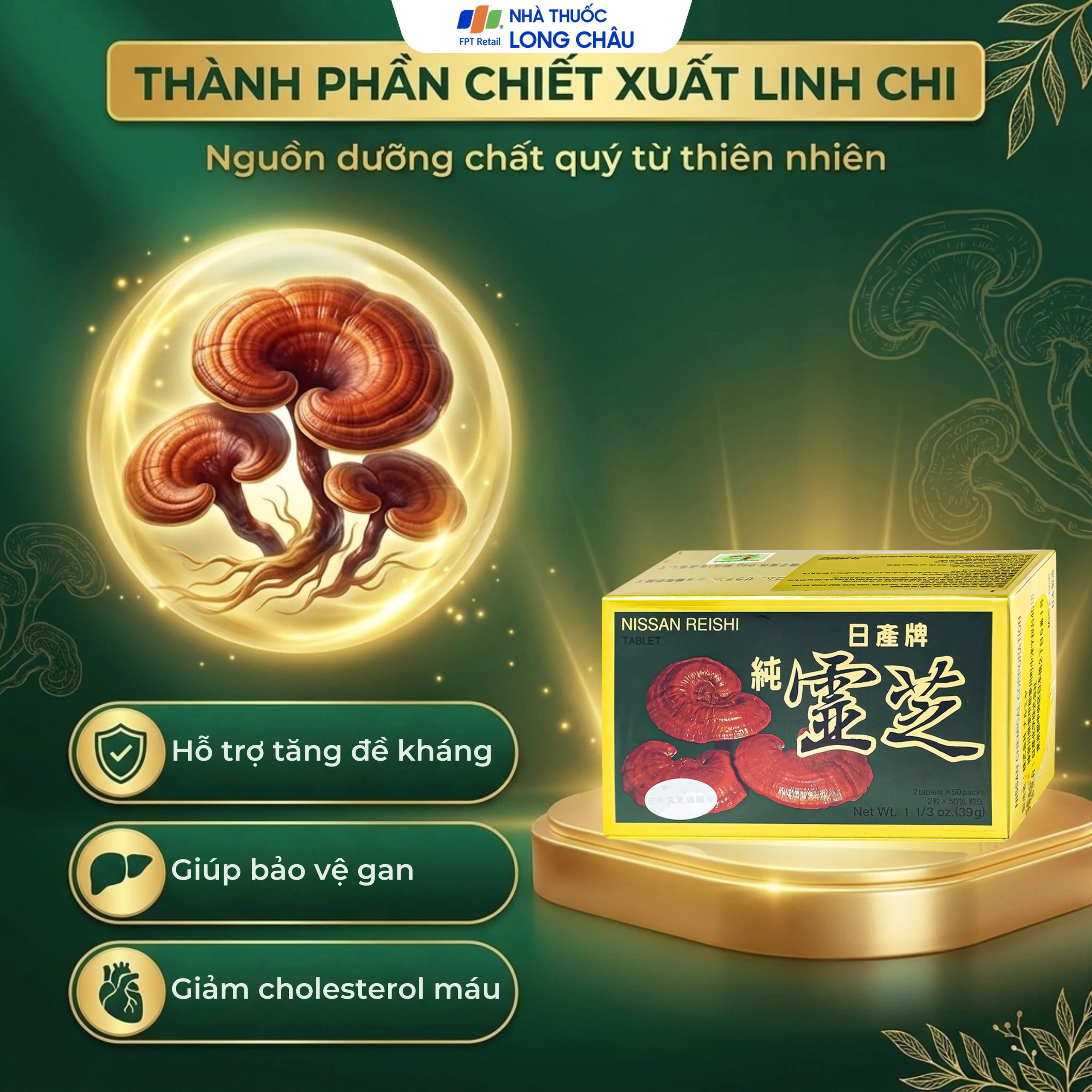 Viên uống Thuần Linh Chi Nissan hỗ trợ bồi bổ sức khỏe, giúp bảo vệ gan (50 gói) 4