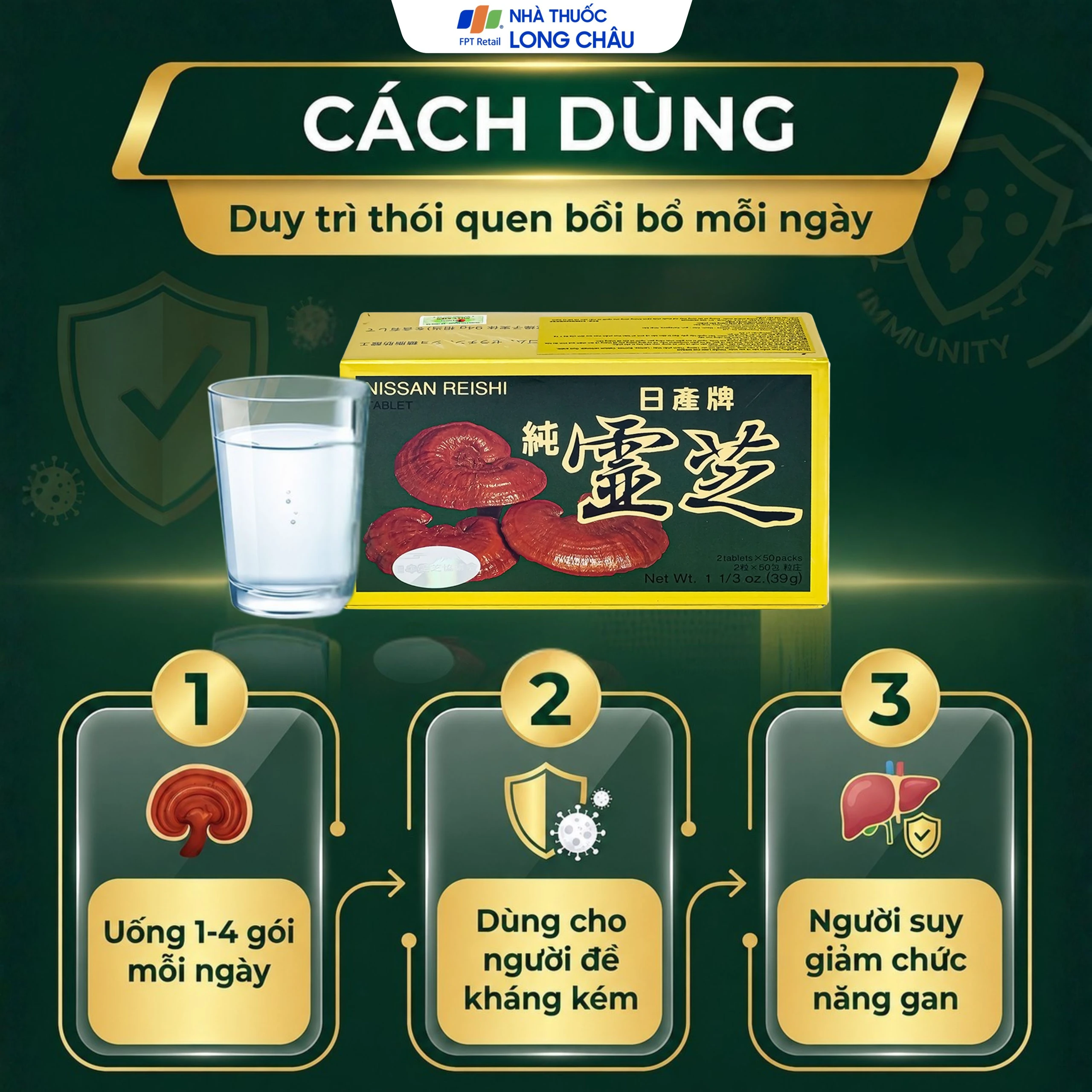 Viên uống Thuần Linh Chi Nissan hỗ trợ bồi bổ sức khỏe, giúp bảo vệ gan (50 gói) 5