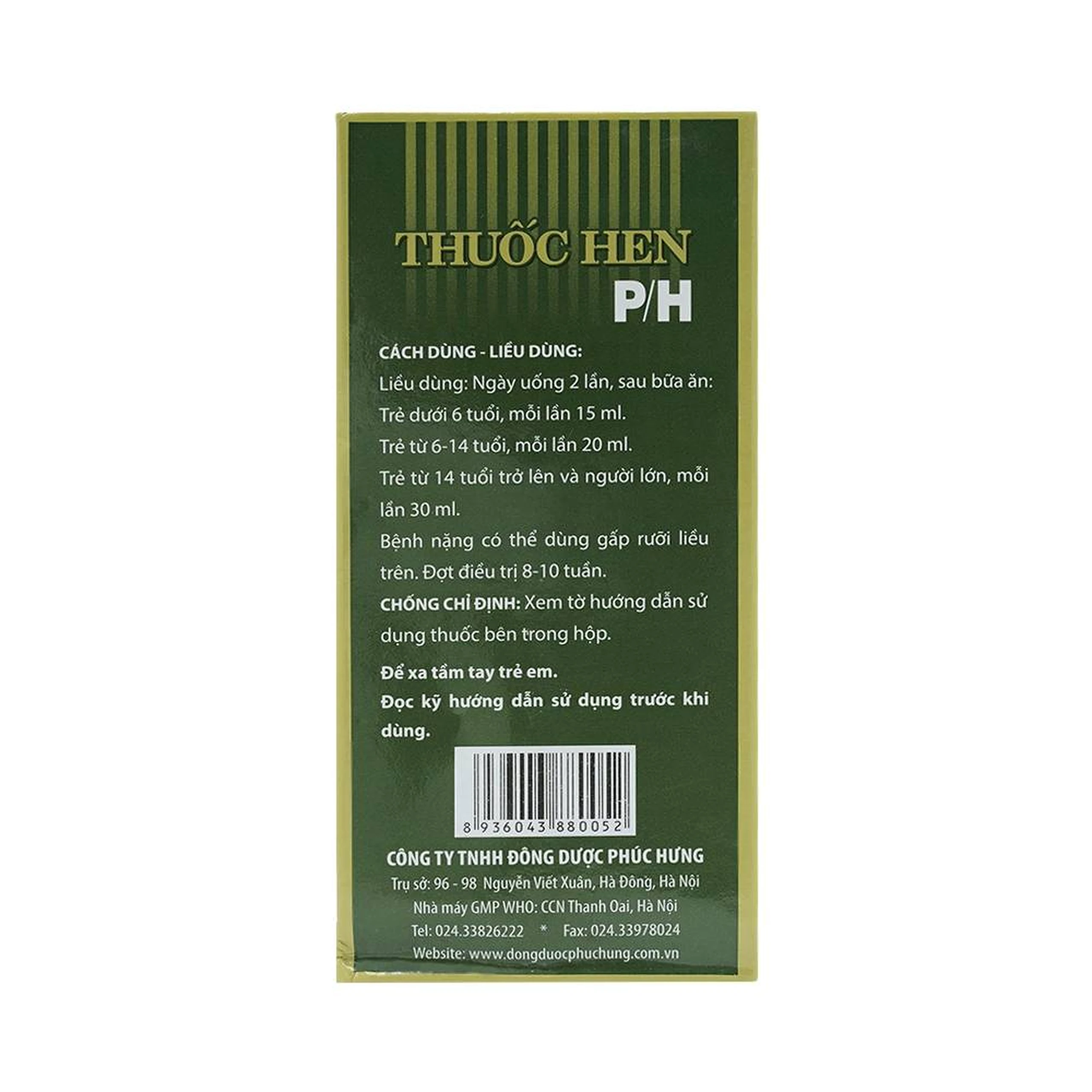 Cao lỏng thuốc hen P/H điều trị các thể hen phế quản (250ml)