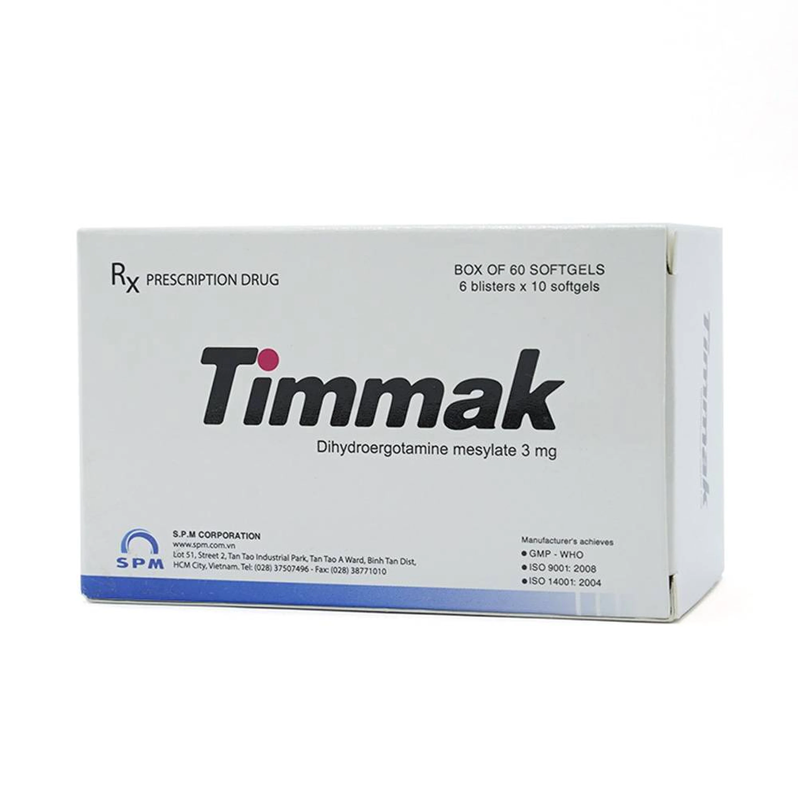 Thuốc Timmak 3mg S.P.M điều trị rối loạn tuần hoàn thể đứng (6 vỉ x 10 viên)