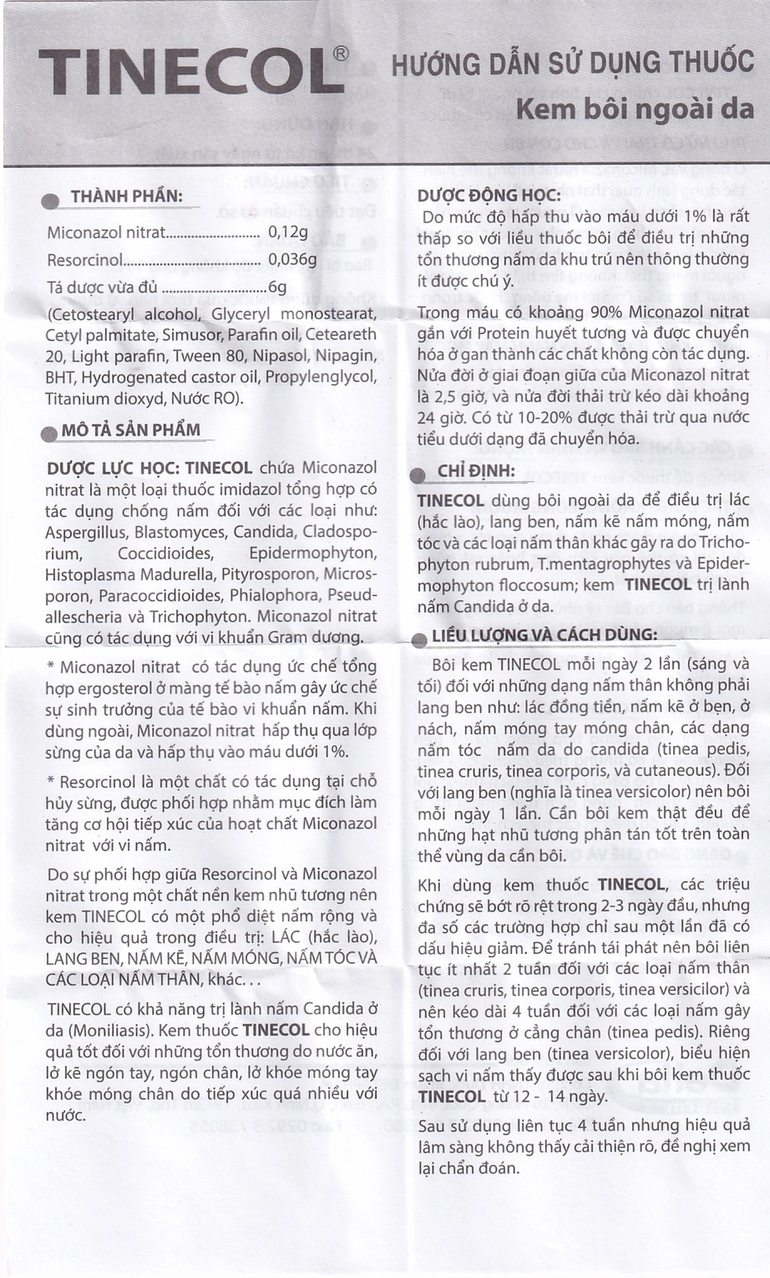 Kem bôi ngoài da Tinecol Deltapharm điều trị lác, lang ben (6g)