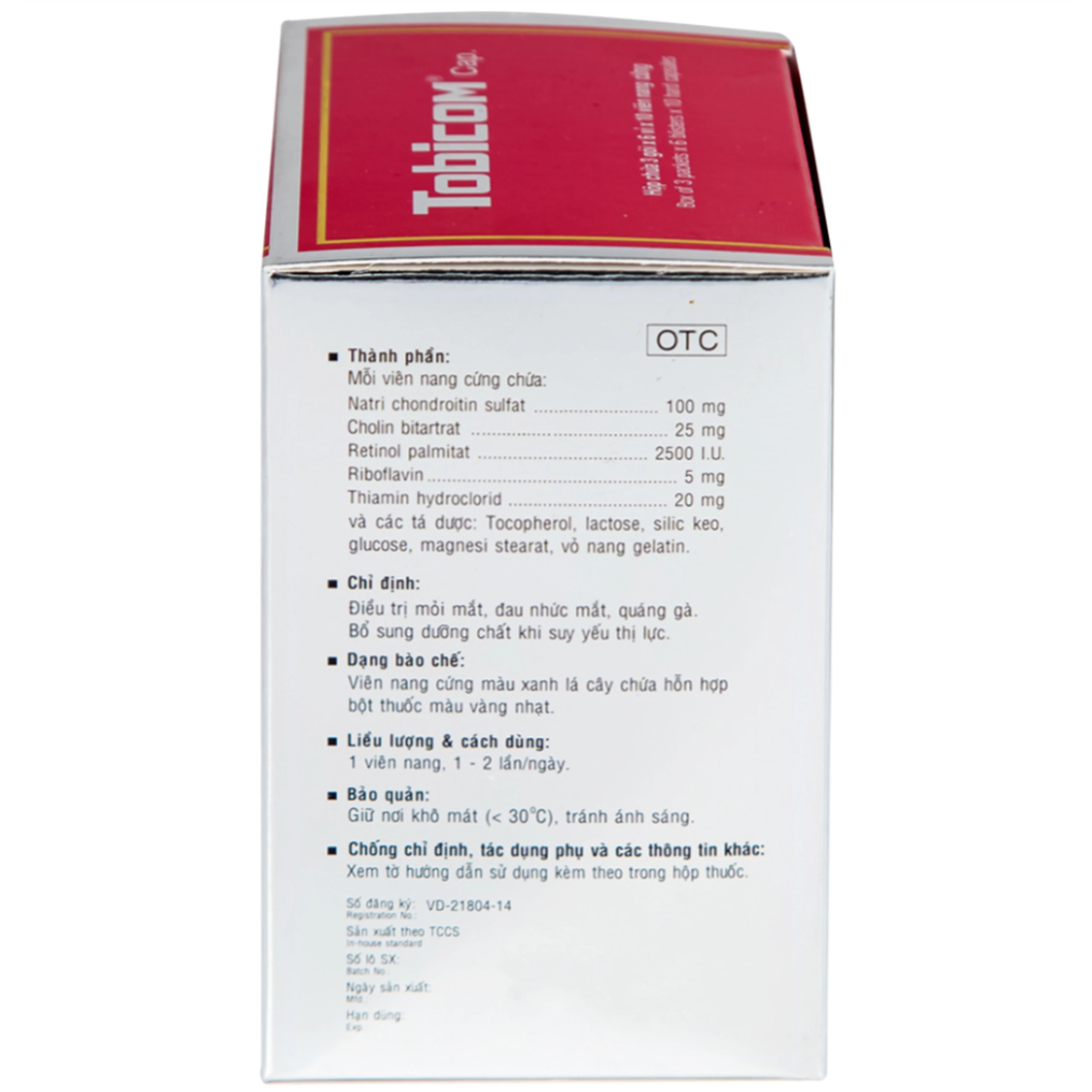 Thuốc Tobicom ICA hỗ trợ điều trị mỏi mắt, đau nhức mắt (3 gói x 6 vỉ x 10 viên)