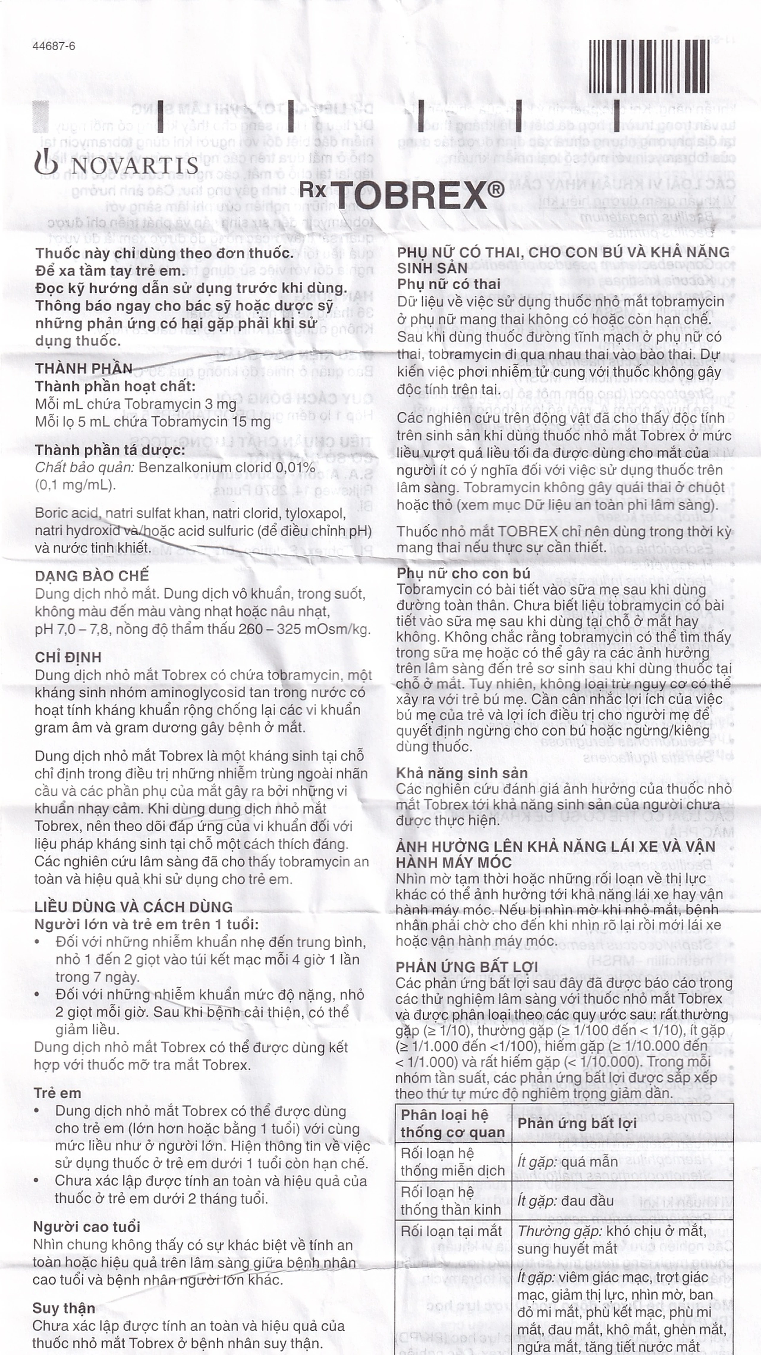 Thuốc nhỏ mắt Tobrex Alcon điều trị nhiễm khuẩn ở mắt (5ml)