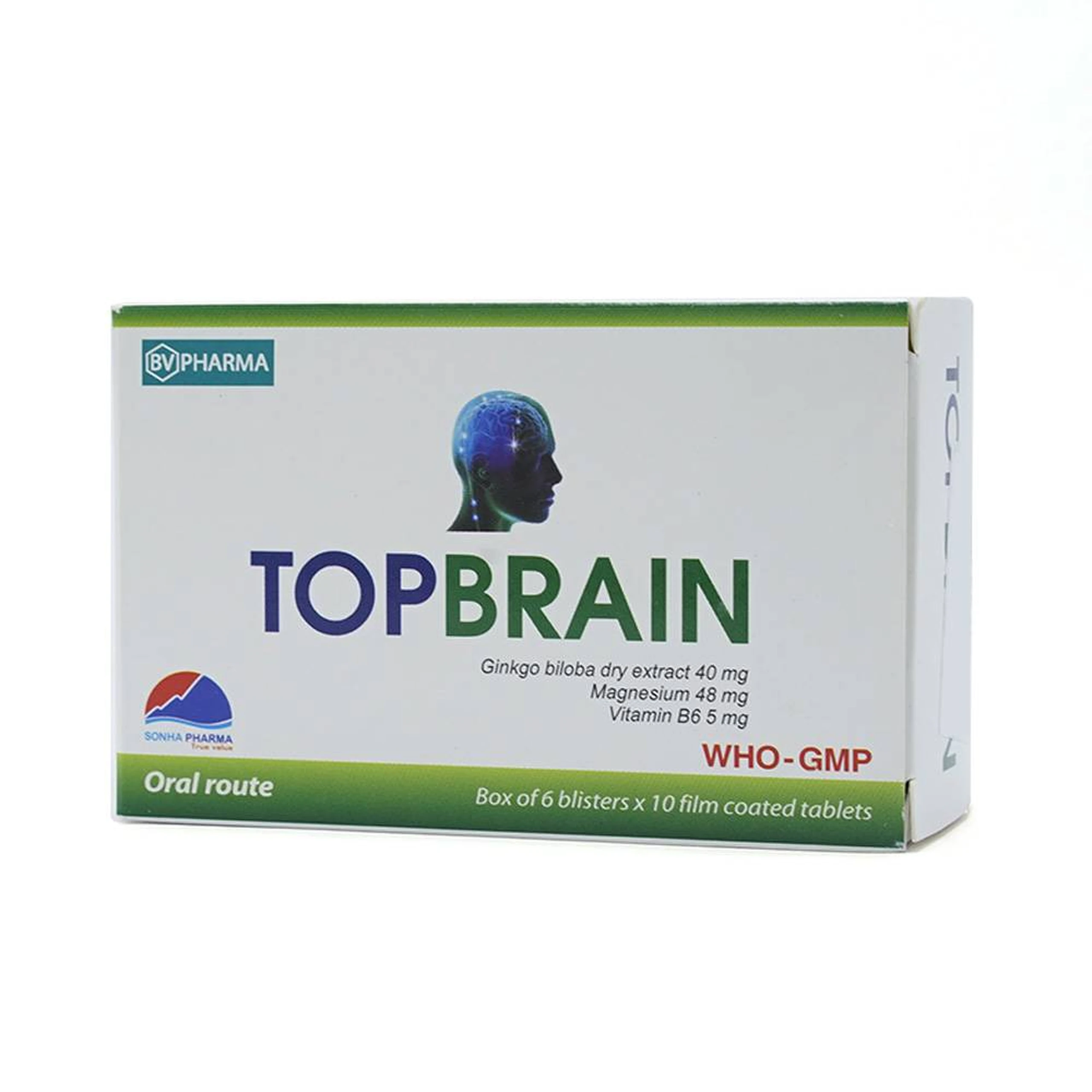 Thuốc Topbrain BV Pharma điều trị tăng tuần hoàn não, tăng cường trí nhớ (6 vỉ x 10 viên)