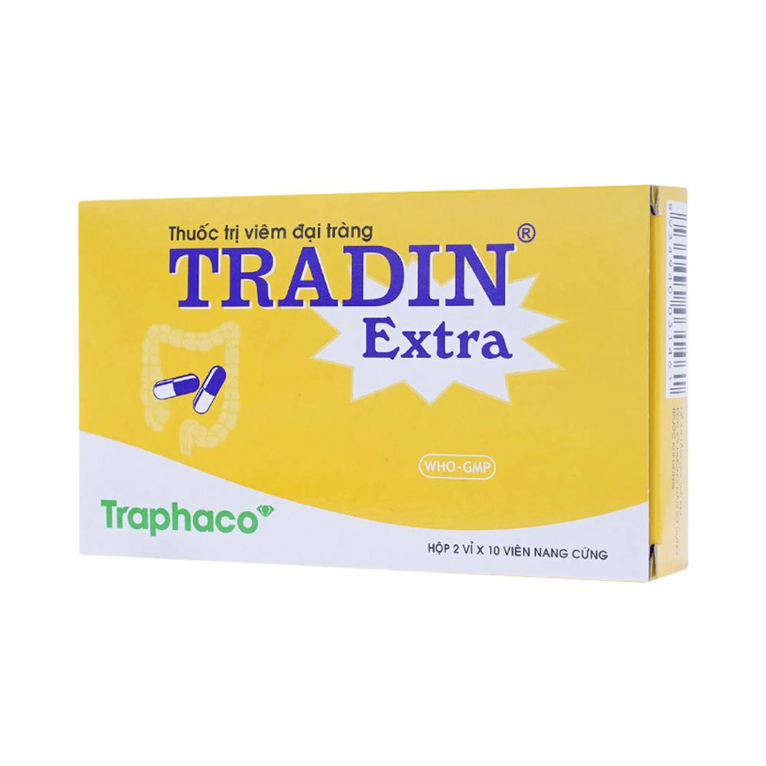 Thuốc Tradin Extra Traphaco điều trị viêm đại tràng (2 vỉ x 10 viên)