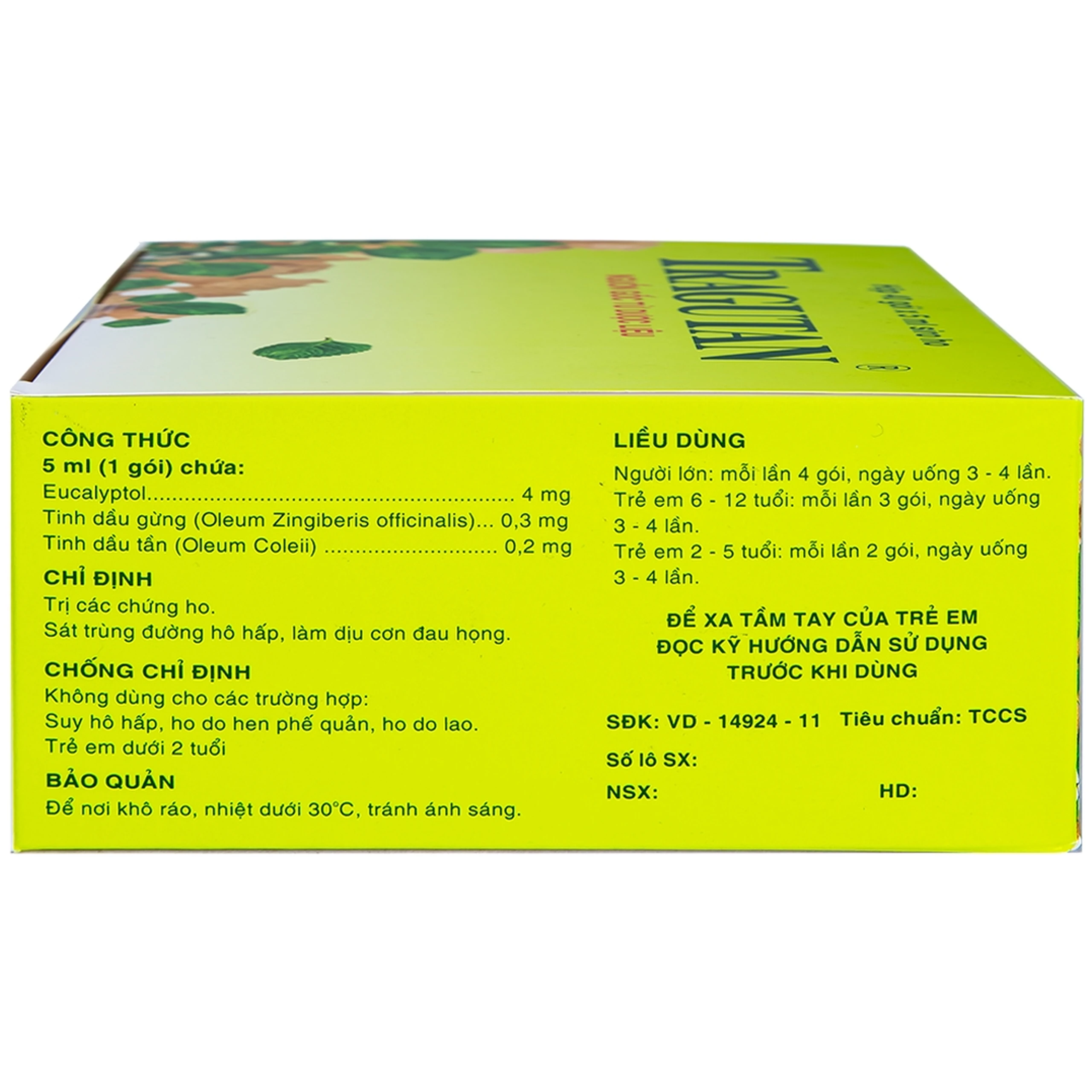 Siro ho Tragutan Dược điều trị các chứng ho, sát trùng đường hô hấp (40 gói x 5ml)