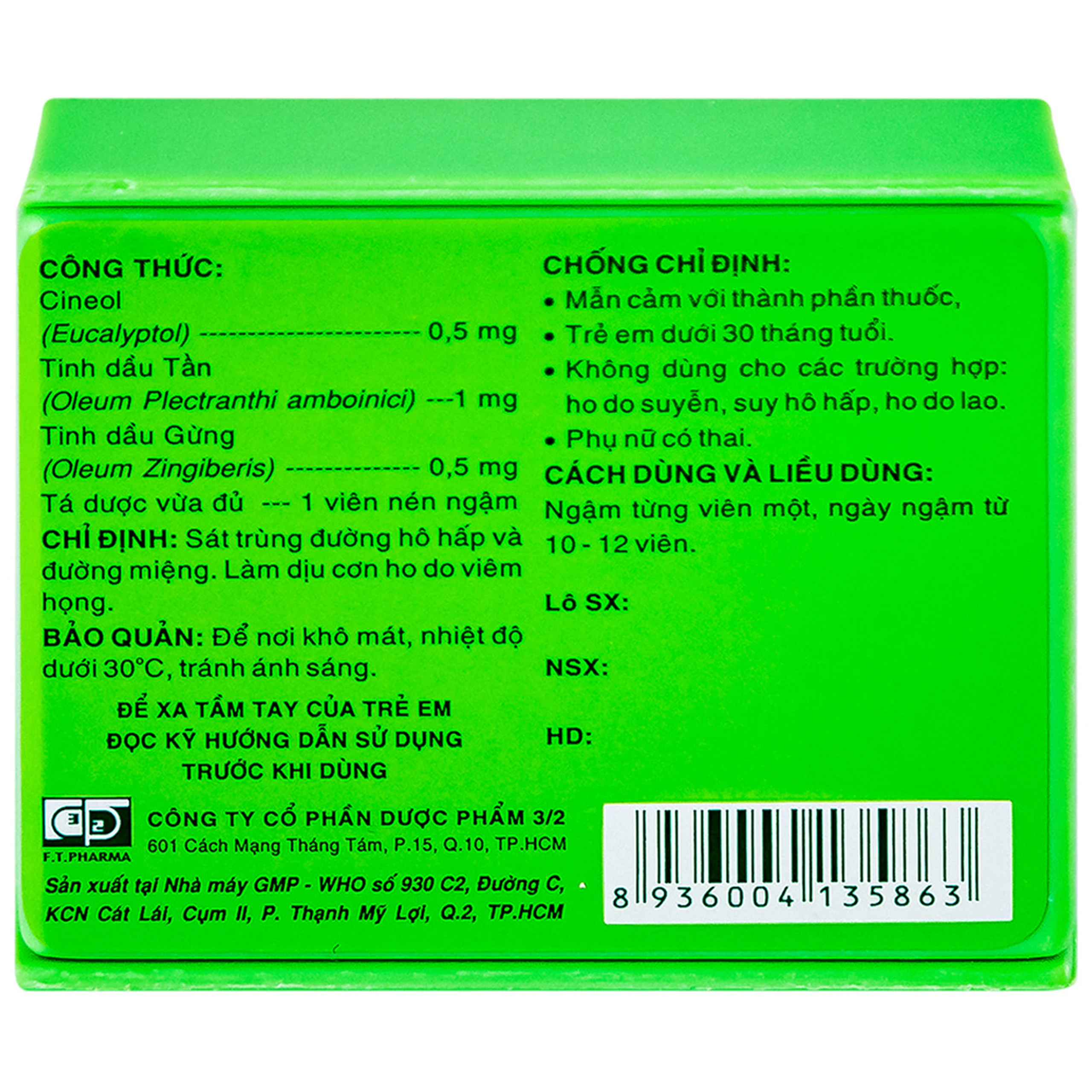 Viên ngậm Tragutan Dược 3-2 sát trùng đường hô hấp, đường miệng, làm dịu cơn ho (24 viên)