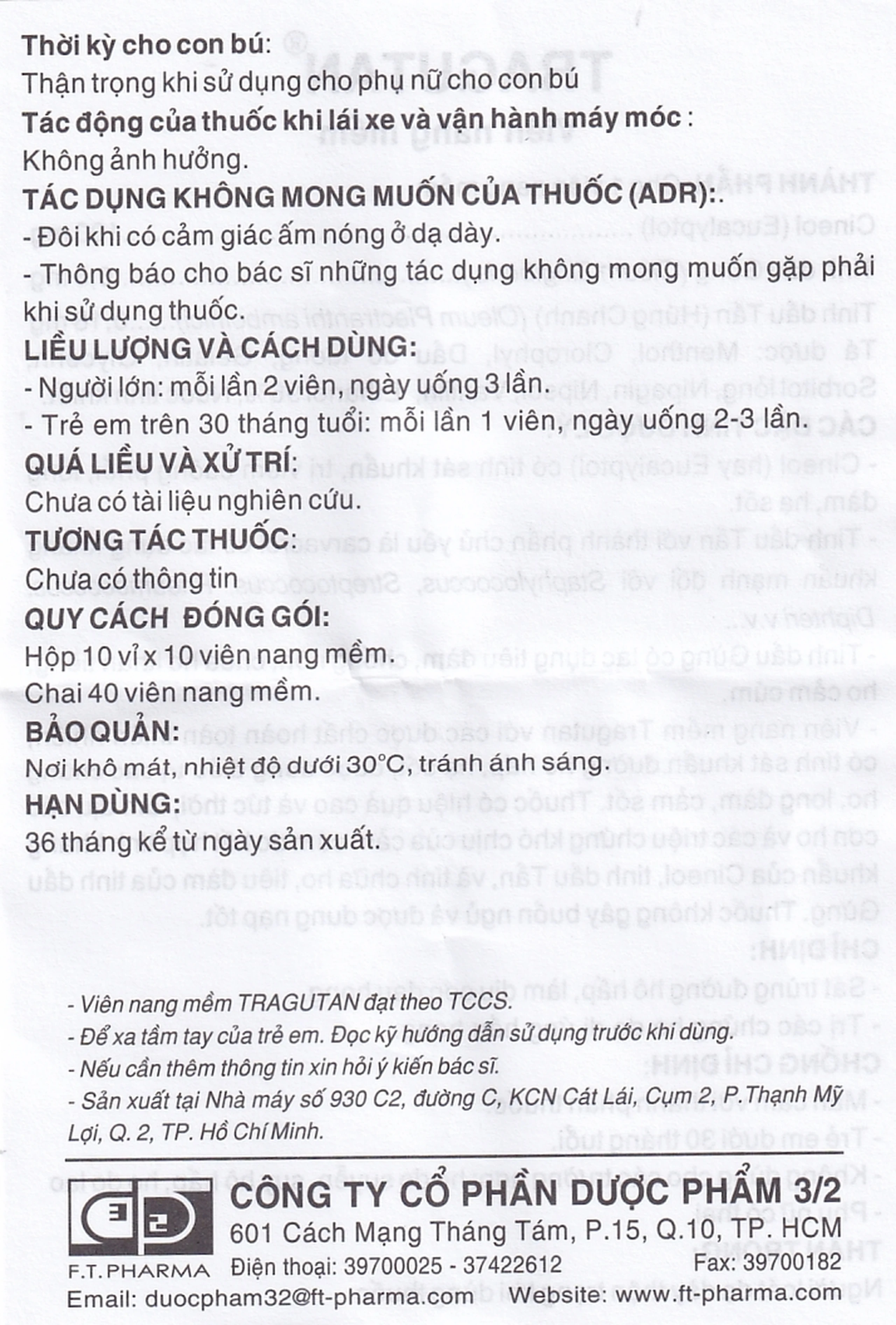 Thuốc Tragutan Dược 3/2 sát trùng đường hô hấp, dịu cơn đau họng (10 vỉ x 10 viên)