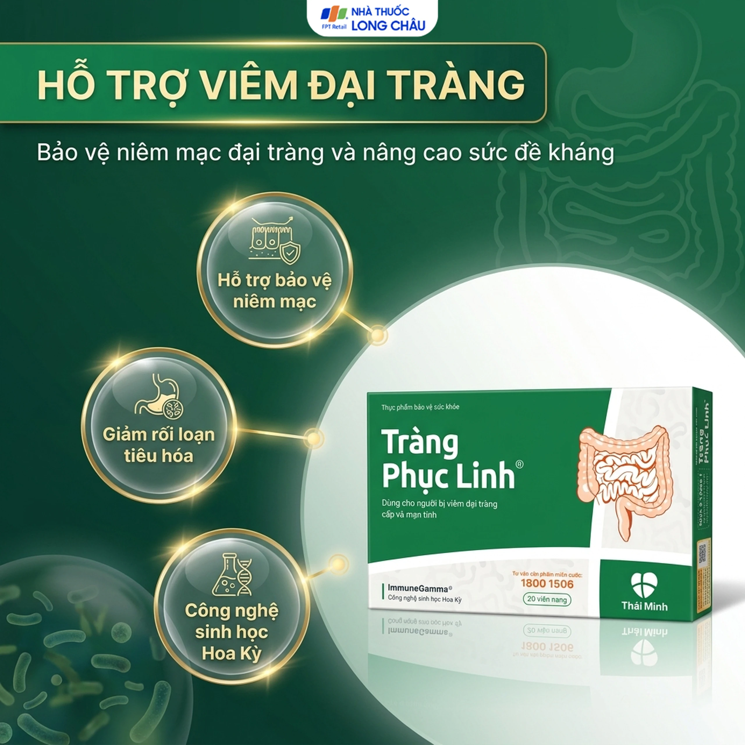 Viên hỗ trợ viêm đại tràng cấp và mãn tính Tràng Phục Linh (2 vỉ x 10 viên) 2