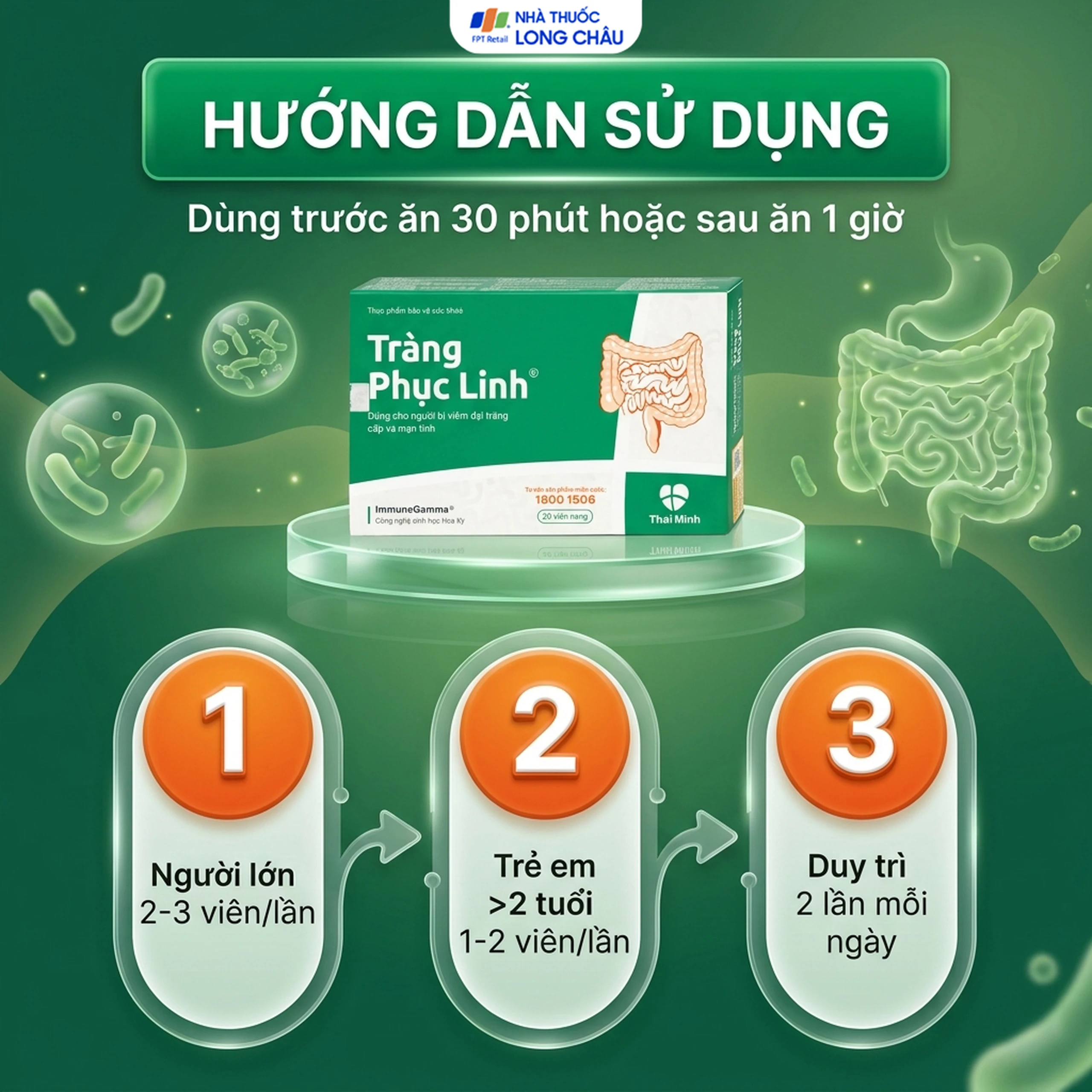 Viên hỗ trợ viêm đại tràng cấp và mãn tính Tràng Phục Linh (2 vỉ x 10 viên) 5
