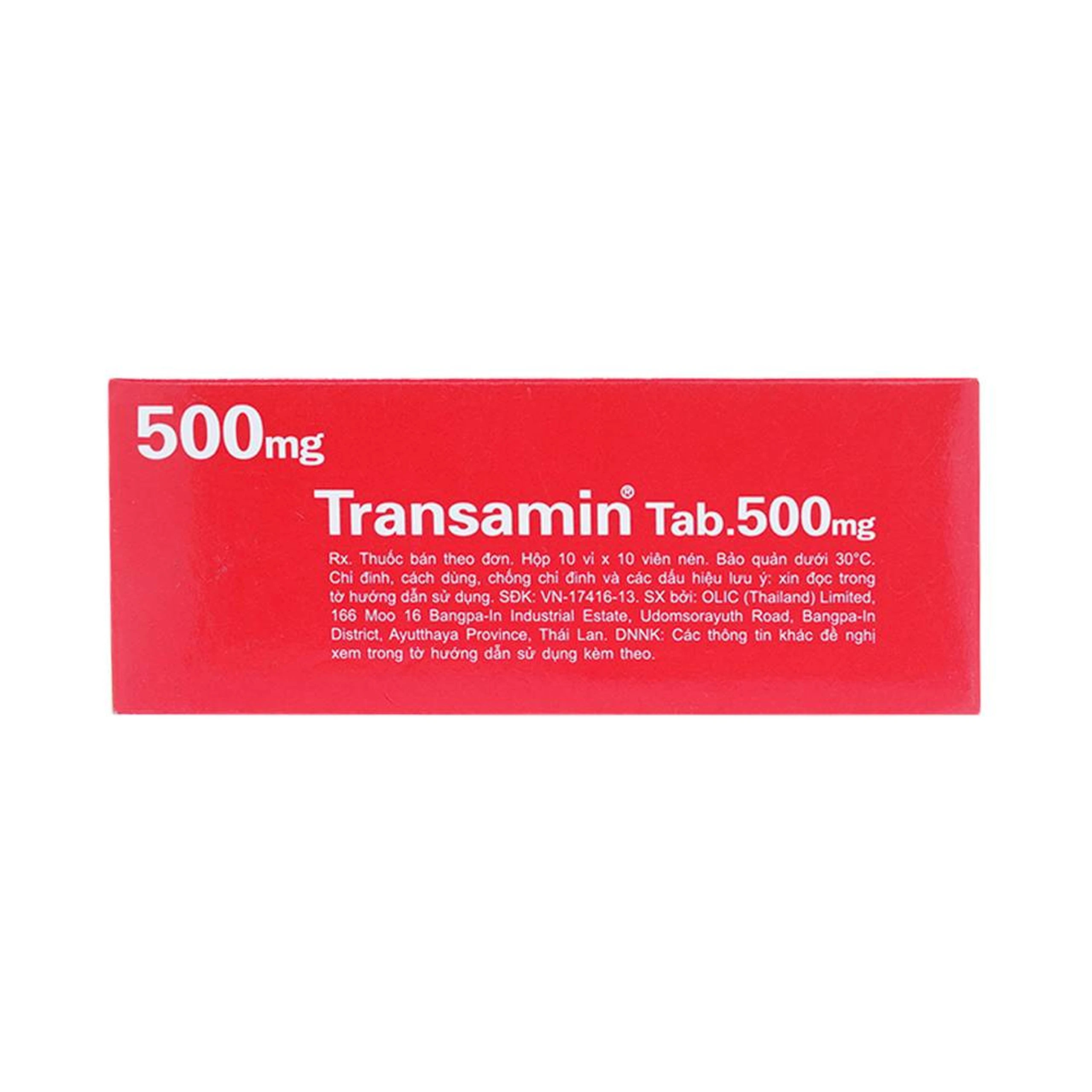 Thuốc Transamin Tab.500mg Daiichi điều trị bệnh bạch huyết, thiếu máu không tái tạo (10 vỉ x 10 viên)