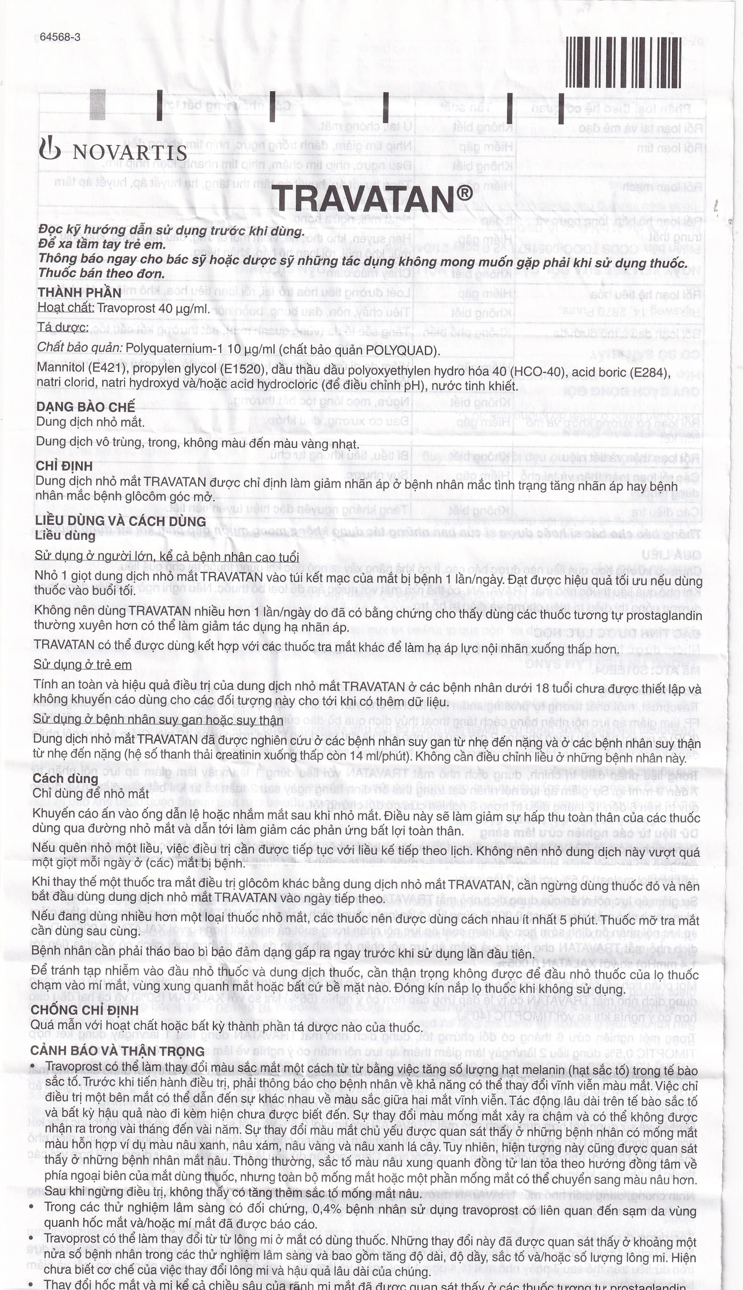 Thuốc nhỏ mắt Travatan Novartis làm giãn nhãn áp (2,5ml)