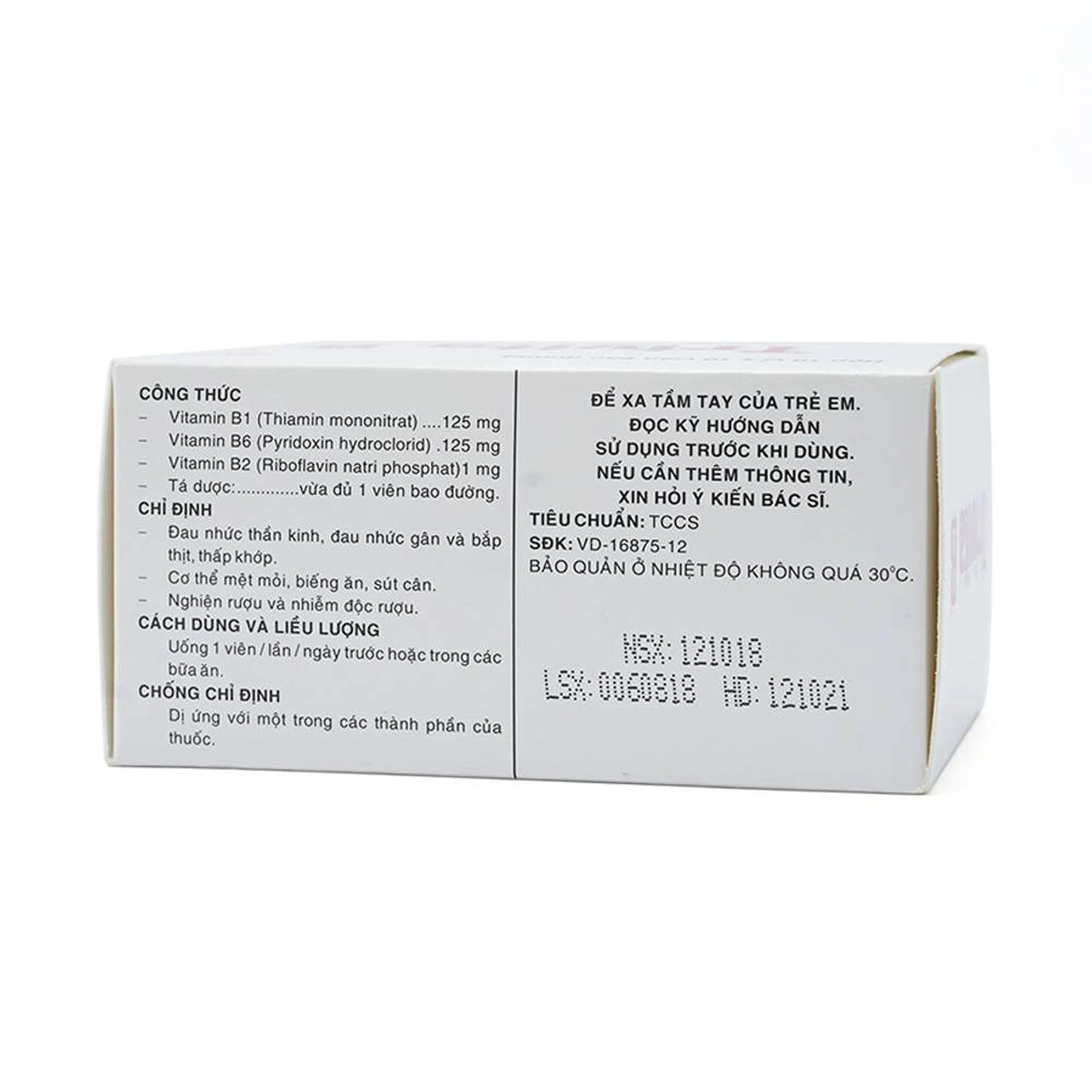 Thuốc Trivita B Pharmedic điều trị đau nhức thần kinh (10 vỉ x 10 viên)