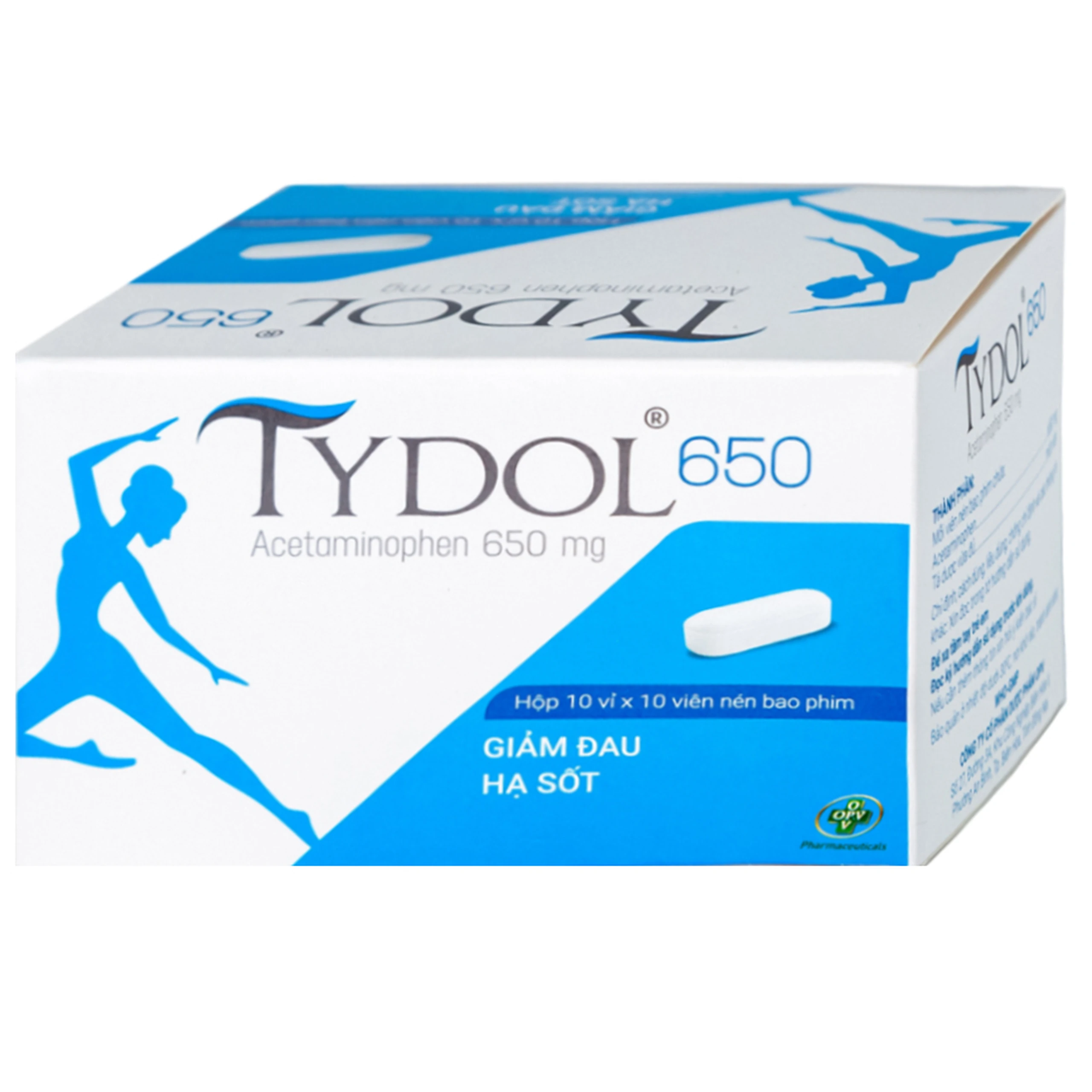 Thuốc Tydol 650 OPV giảm đau và hạ sốt từ nhẹ đến trung bình (10 vỉ x 10 viên)