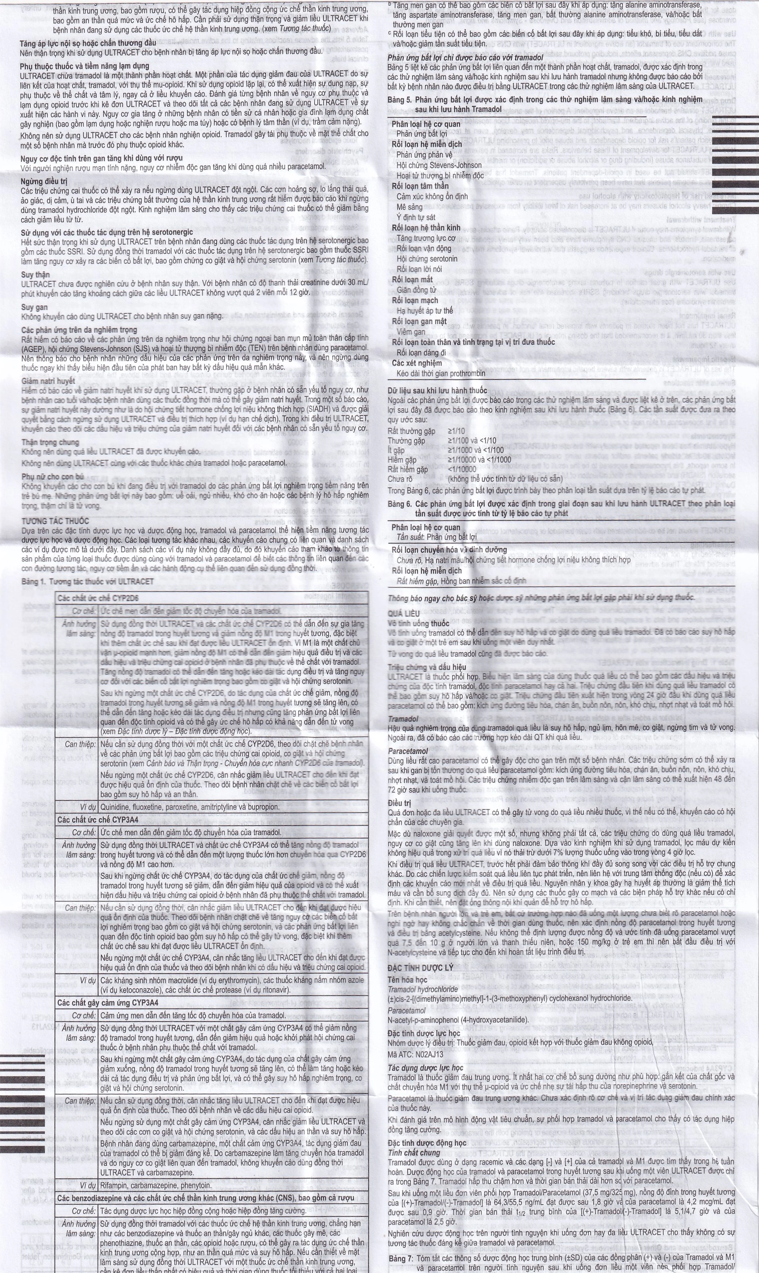 Thuốc Ultracet Janssen hỗ trợ điều trị cơn đau từ trung bình đến nặng (3 vỉ x 10 viên)