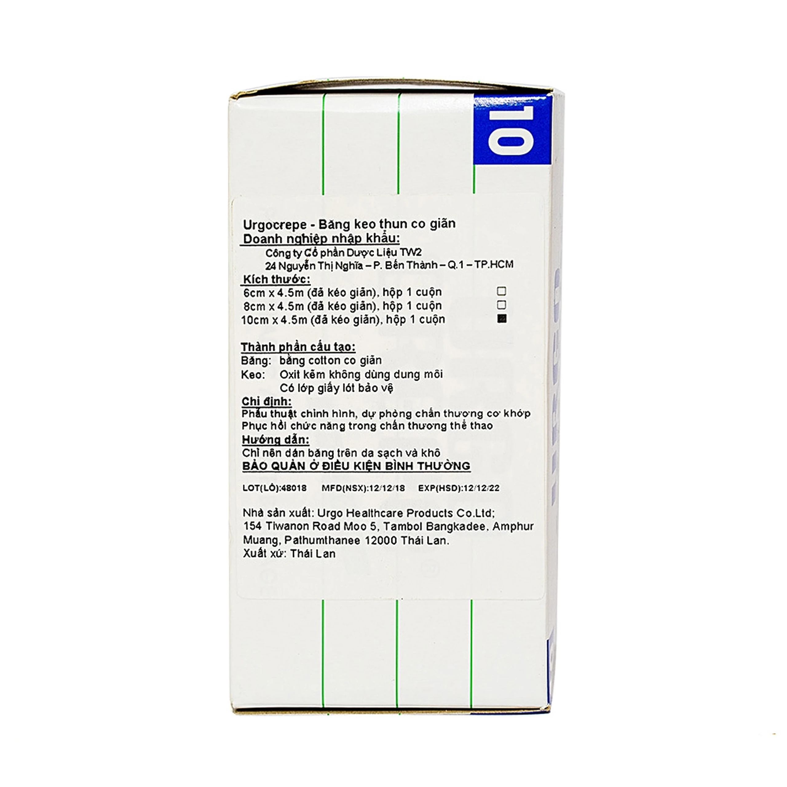 Băng keo thun Urgocrepe 10cm x 4.5m giúp cố định phẫu thuật chỉnh hình, dự phòng chấn thương cơ khớp