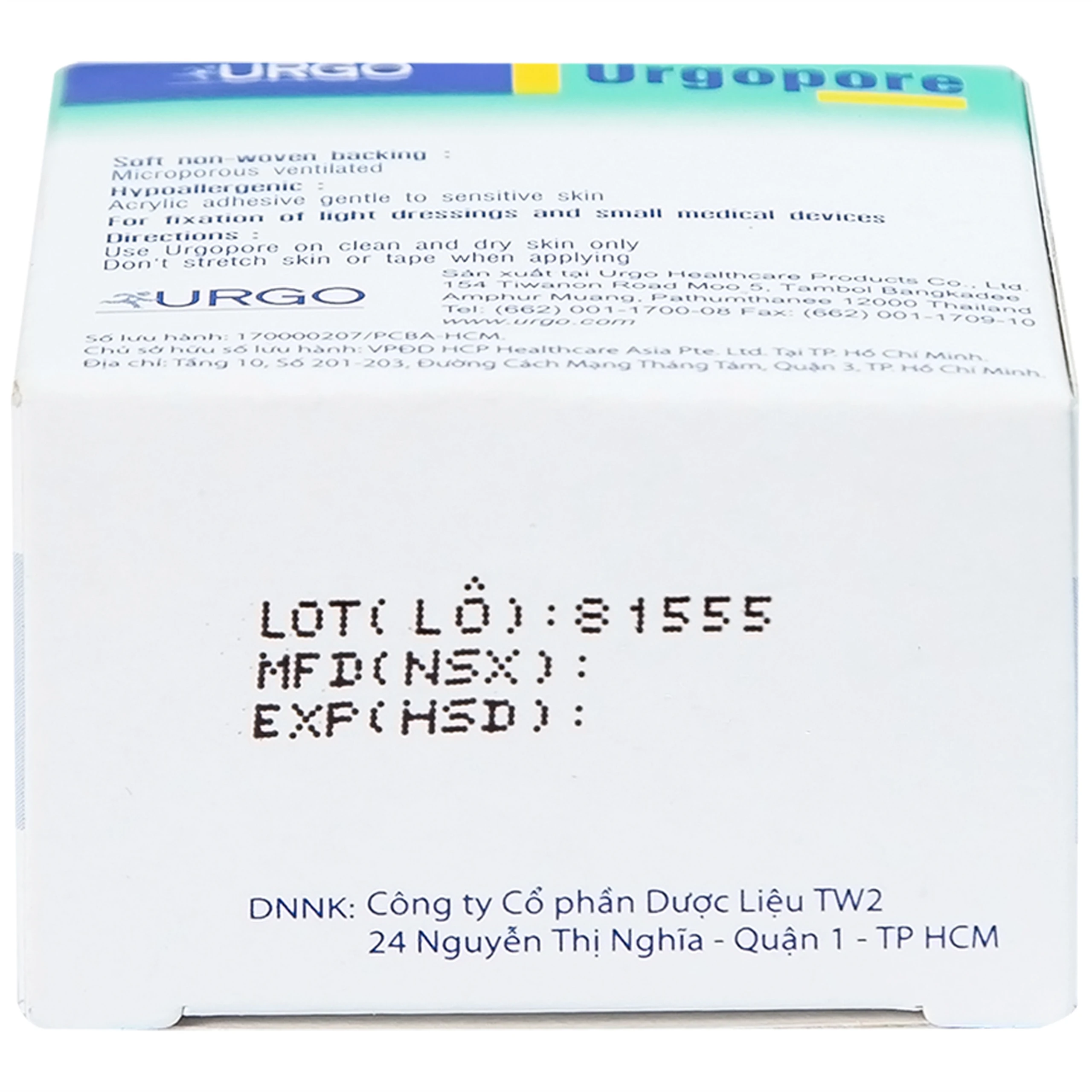 Băng keo giấy Urgopore 2.5cmx5m giúp cố định băng gạc và dụng cụ y tế