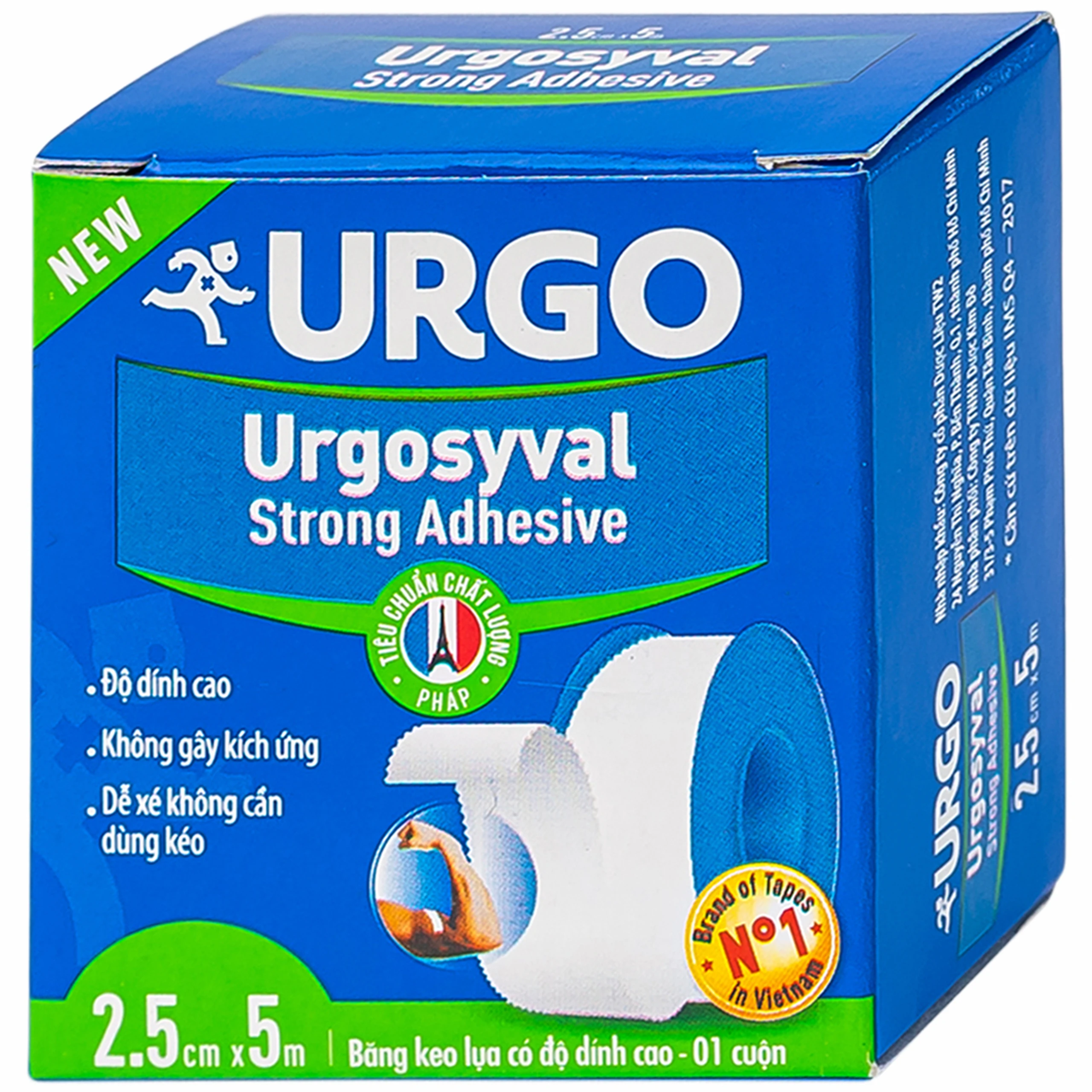 Băng keo lụa Urgosyval 2.5cmx5m Strong Adhesive Tape băng vết thương trong phẫu thuật và cố định thiết bị y tế