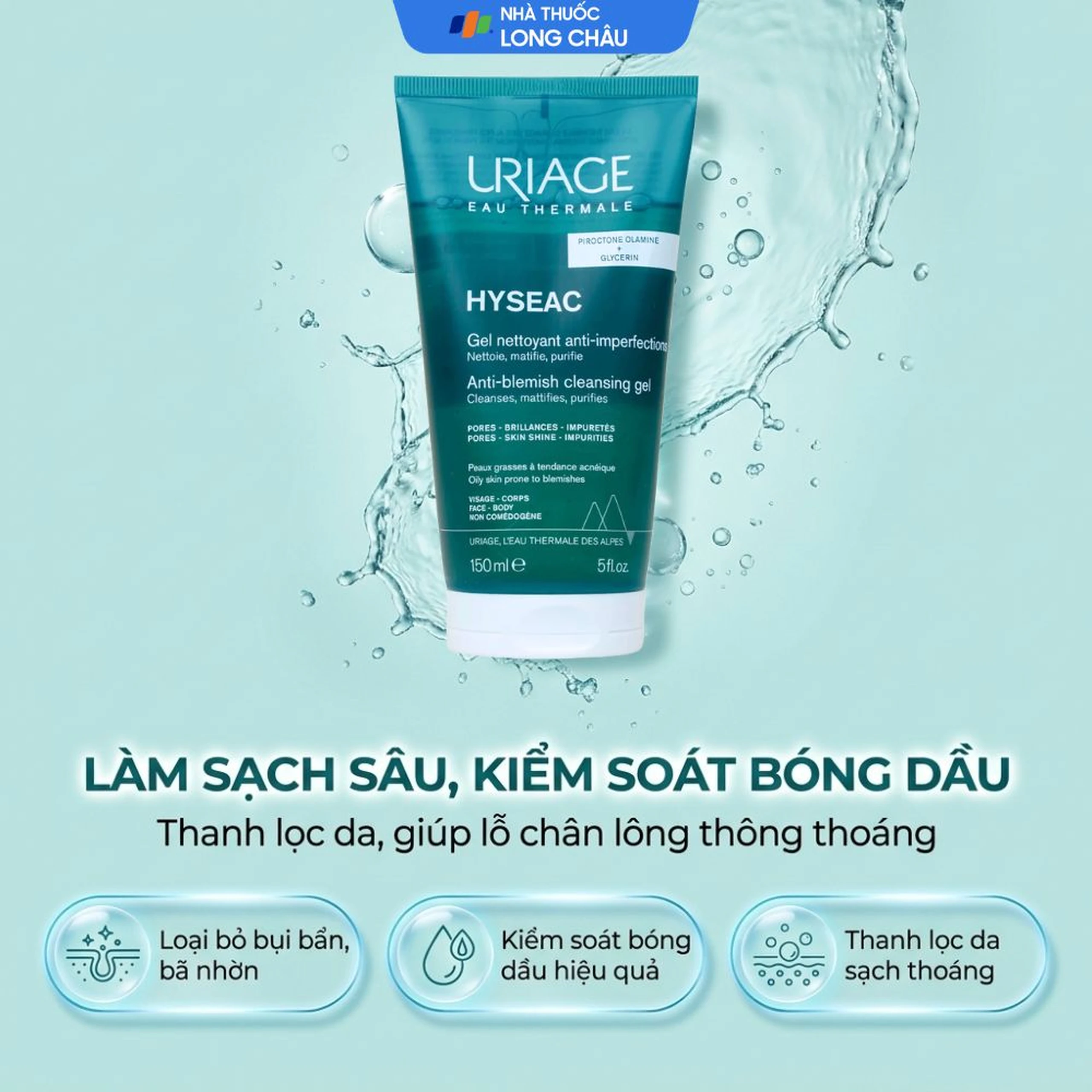 Gel rửa mặt da hỗn hợp Uriage Hyséac Gel Nettoyant 150ml 2