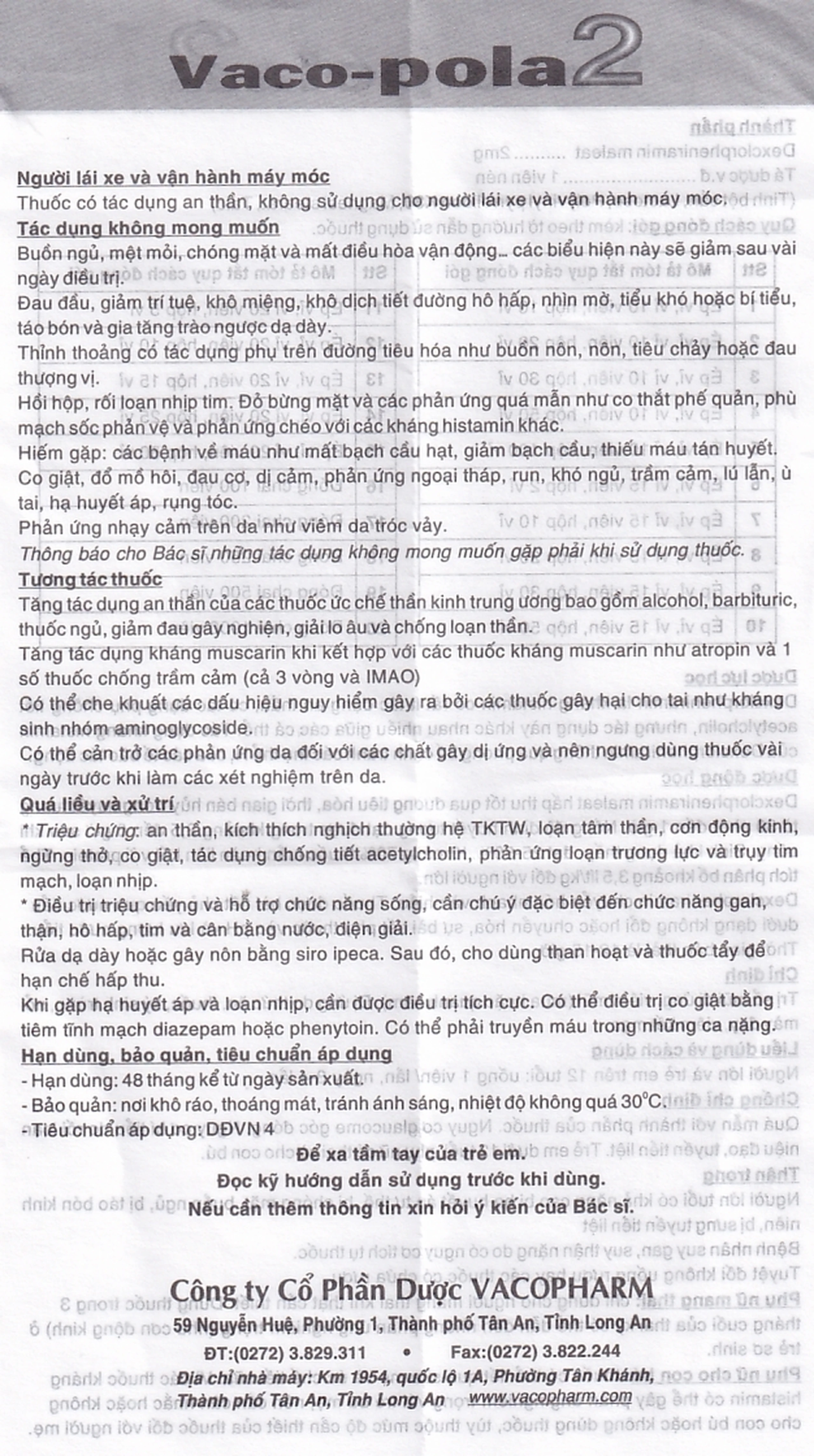 Thuốc Vaco-pola2 Vacopharm điều trị sổ mũi dị ứng, viêm mũi (2 vỉ x 15 viên)