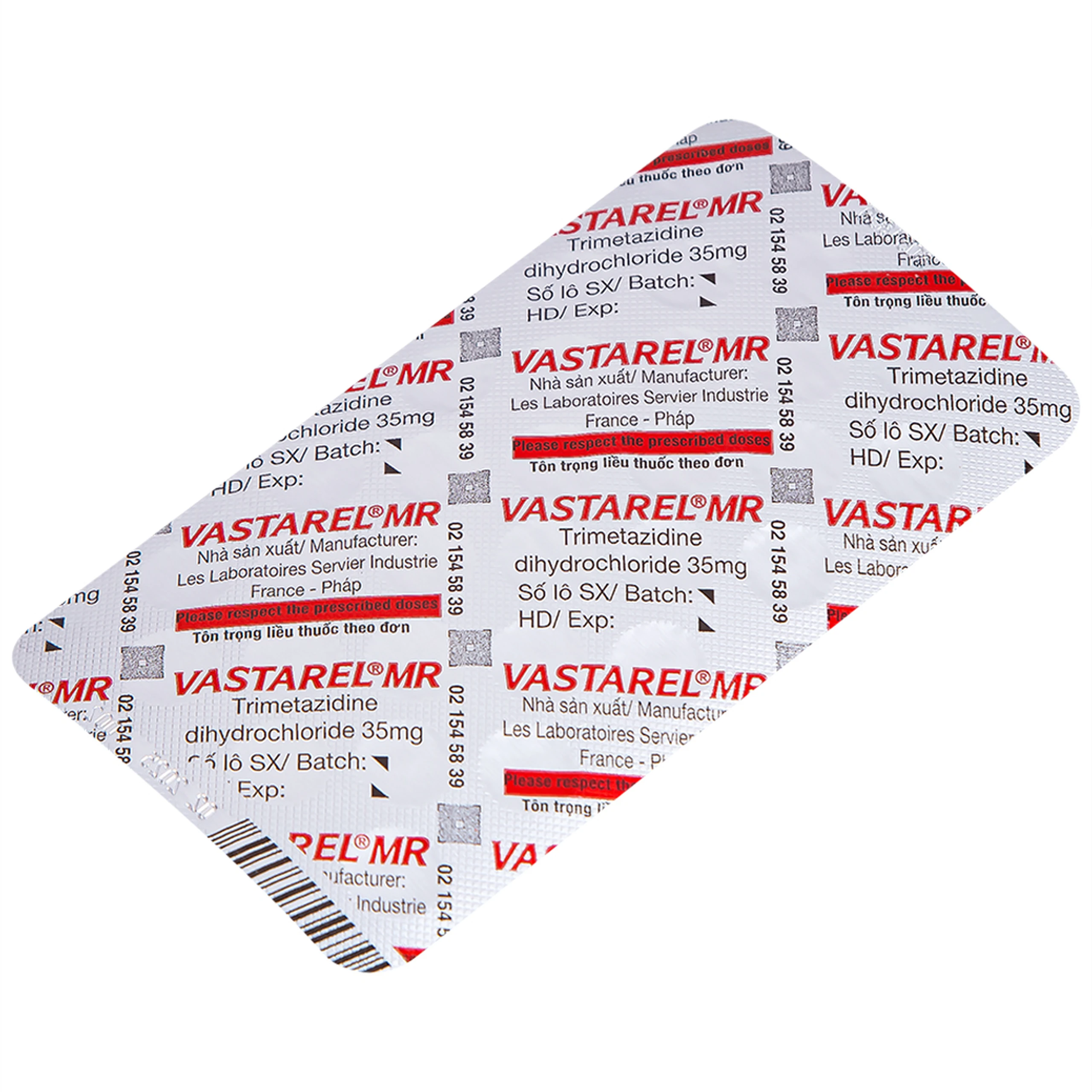 Thuốc Vastarel MR Servier điều trị đau thắt ngực (2 vỉ x 30 viên)