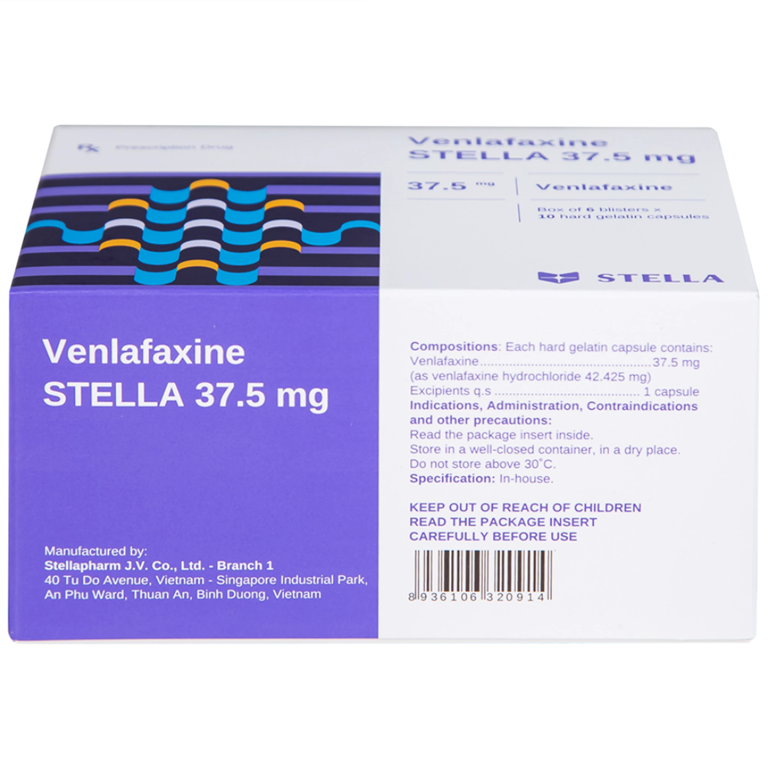 Thuốc Venlafaxine Stella 37.5mg điều trị các cơn trầm cảm nặng (6 vỉ x 10 viên)