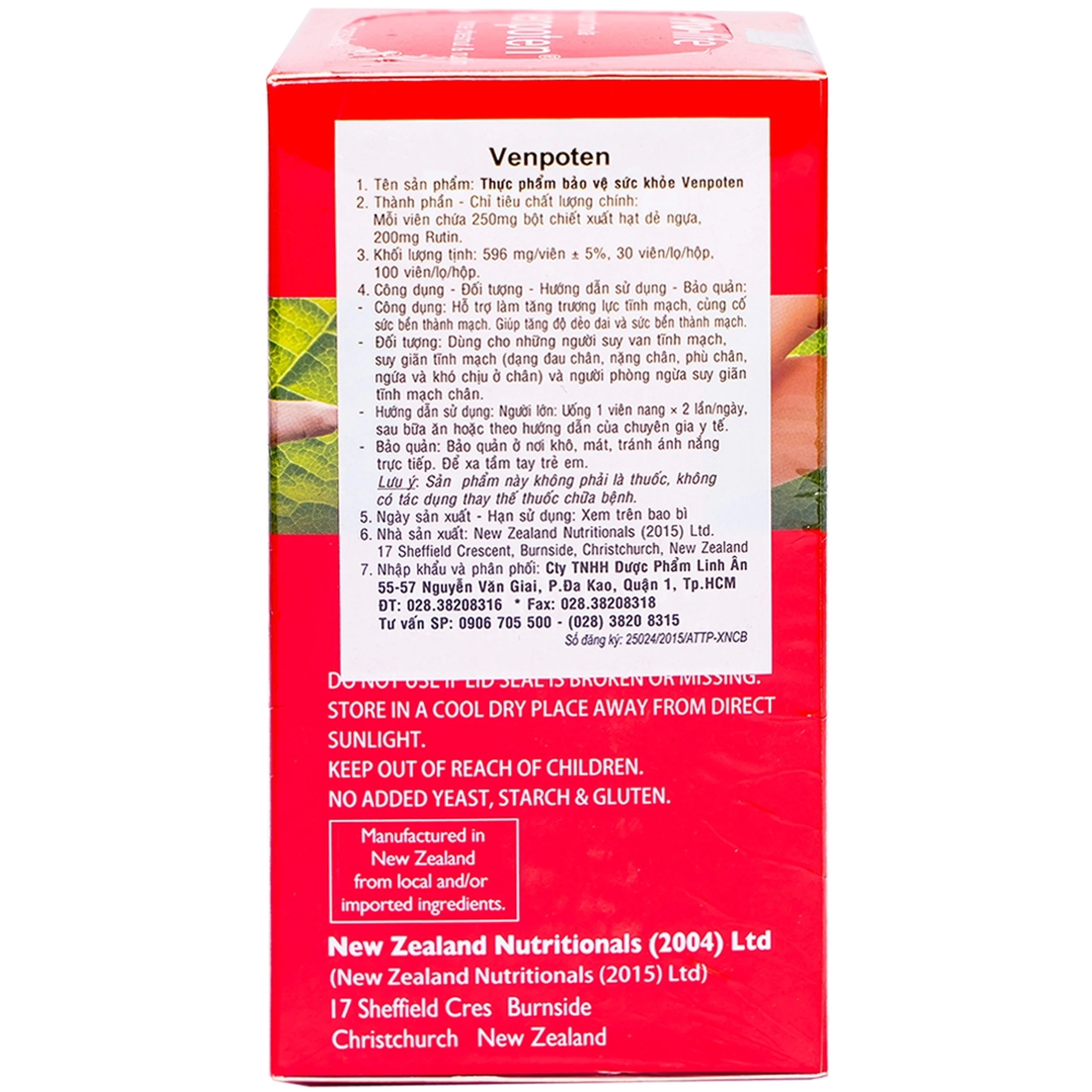 Viên hỗ trợ làm tăng trương lực tĩnh mạch Venpoten (100 viên)