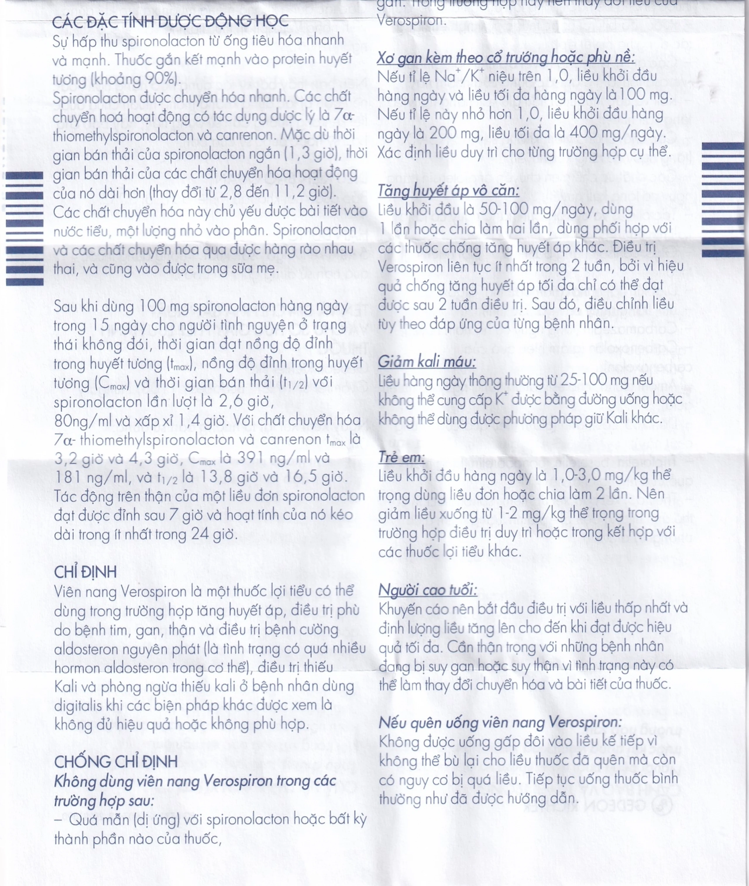 Thuốc Verospiron 50mg Gedeon điều trị tăng huyết áp, phù do tim gan thận, cường aldosterone và hạ kali (3 vỉ x 10 viên)