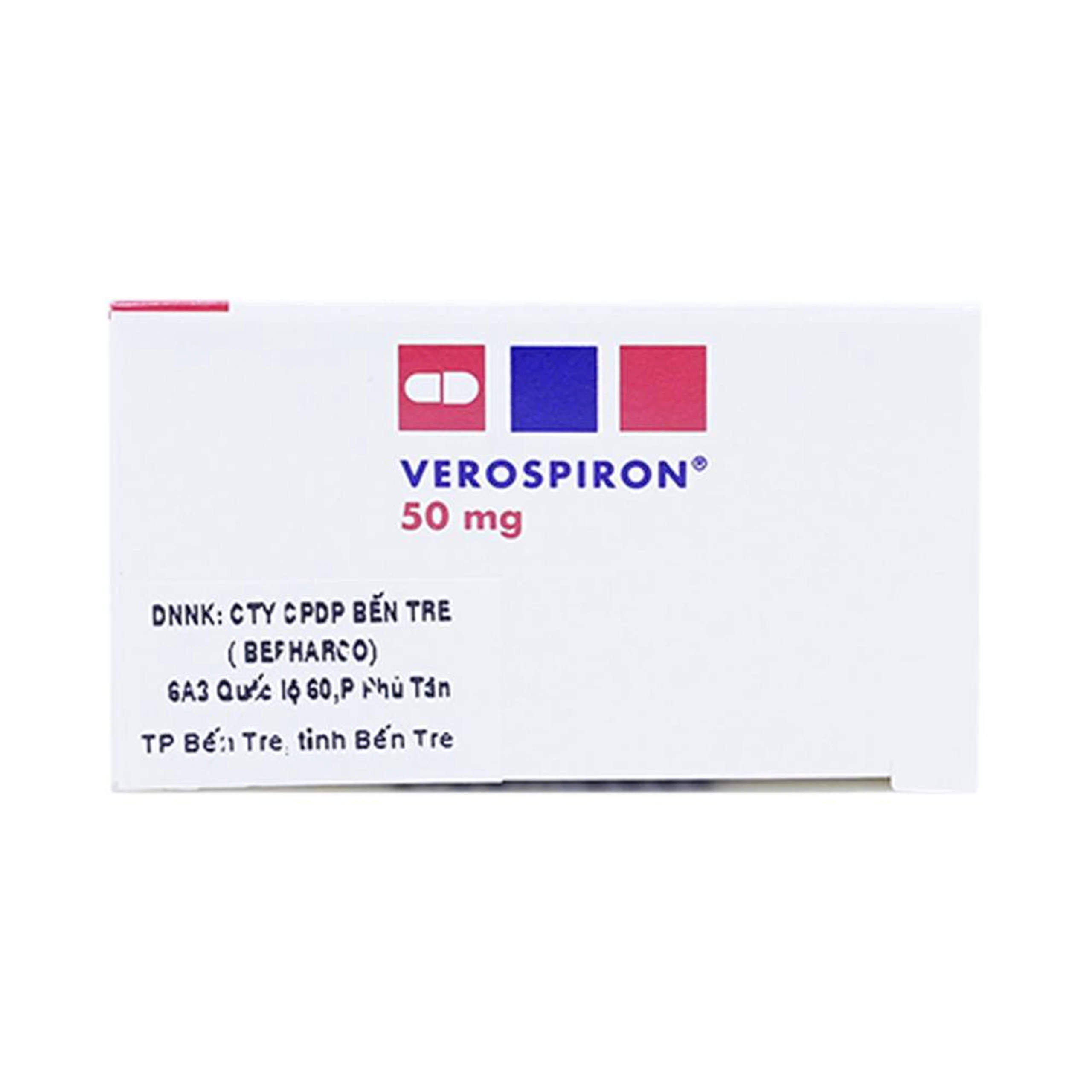 Thuốc Verospiron 50mg Gedeon điều trị tăng huyết áp, phù do tim gan thận, cường aldosterone và hạ kali (3 vỉ x 10 viên)