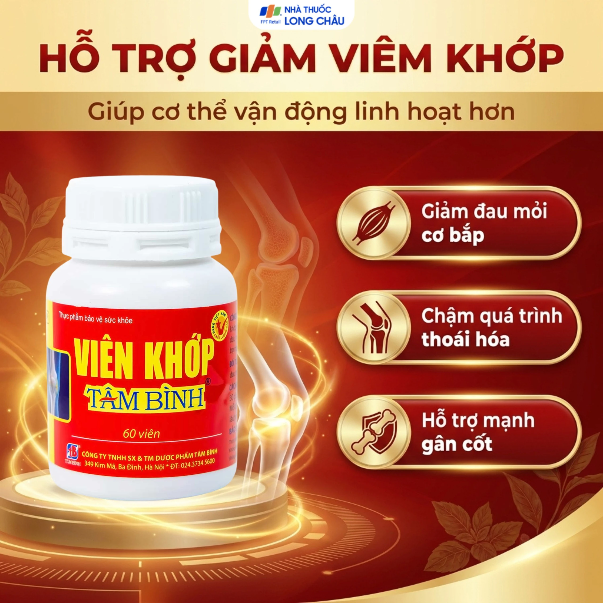 Viên uống giảm thoái hóa khớp viêm khớp Tâm Bình (60 viên) 4