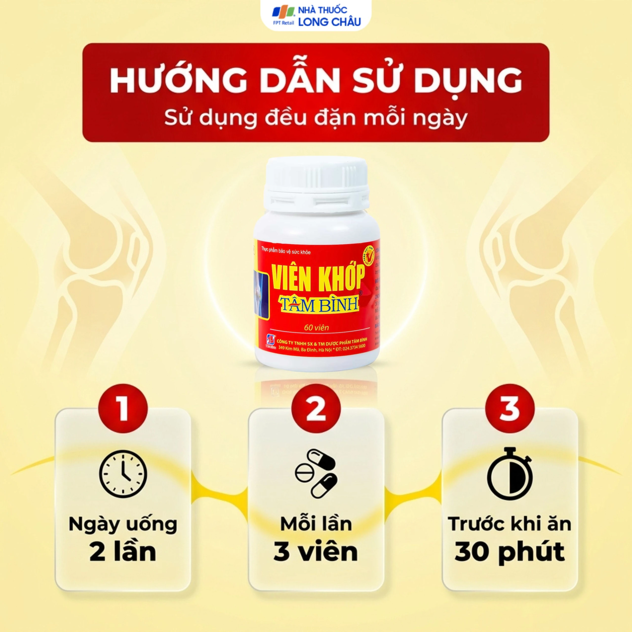 Viên uống giảm thoái hóa khớp viêm khớp Tâm Bình (60 viên) 5
